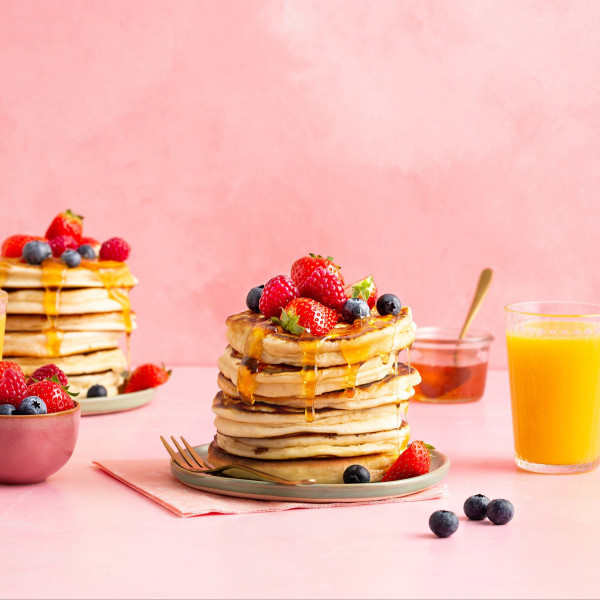 American Pancakes met vers fruit en honing