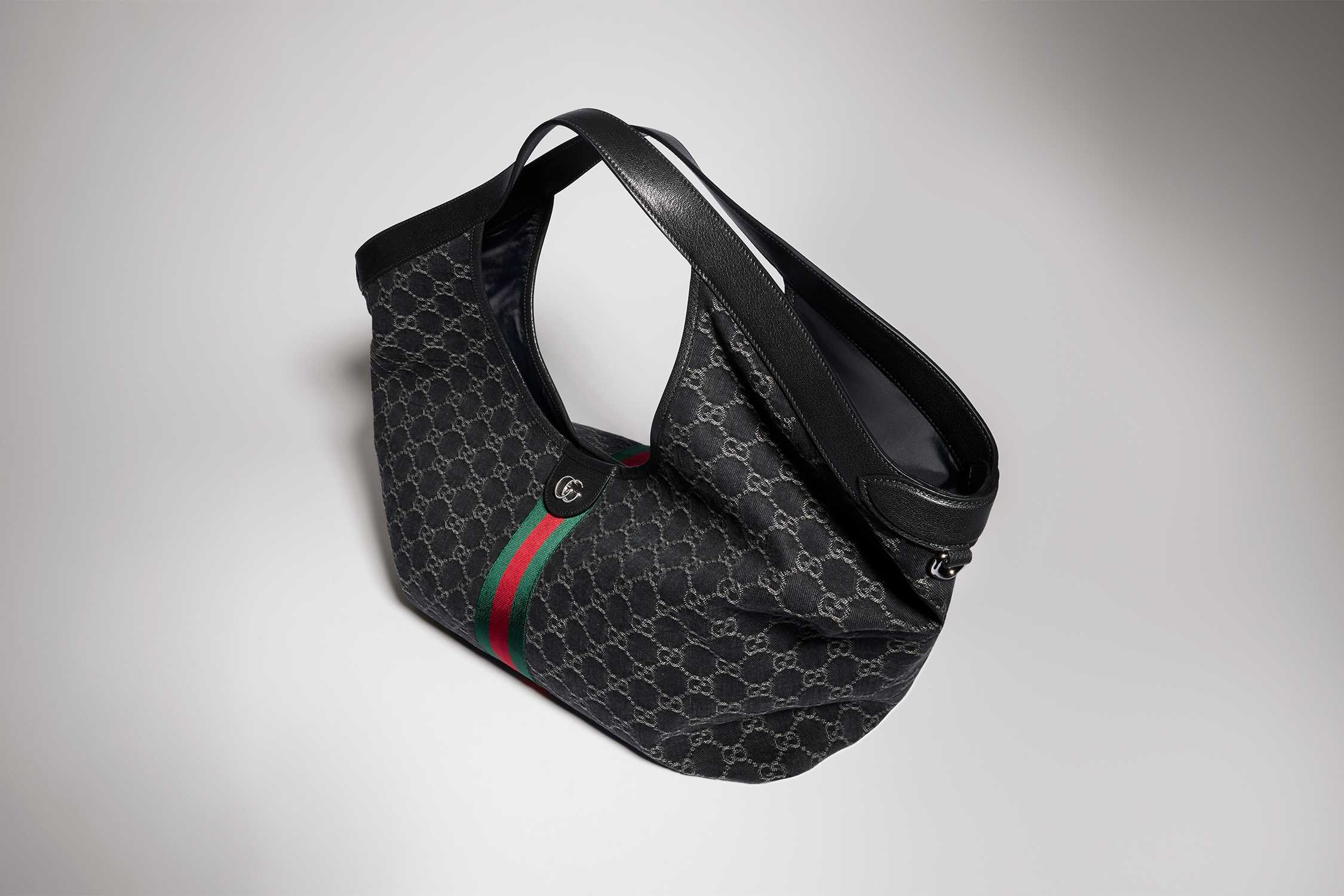 Black Gucci GG monogram hobo bag