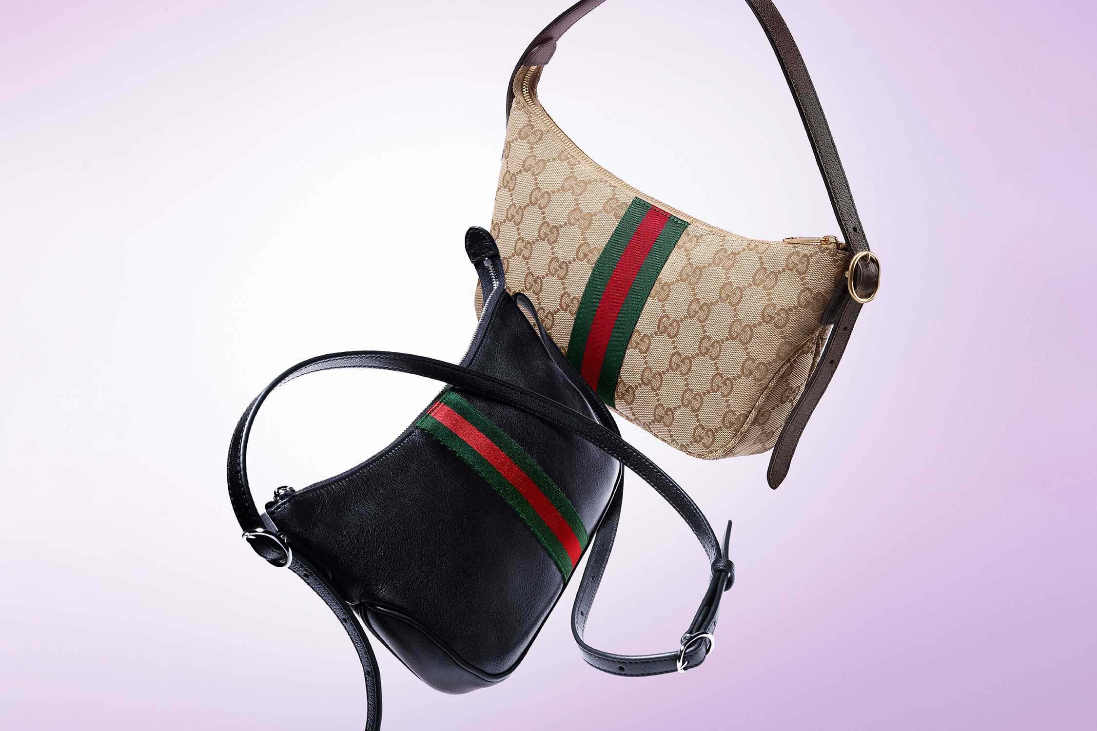Black Gucci bag with stripes