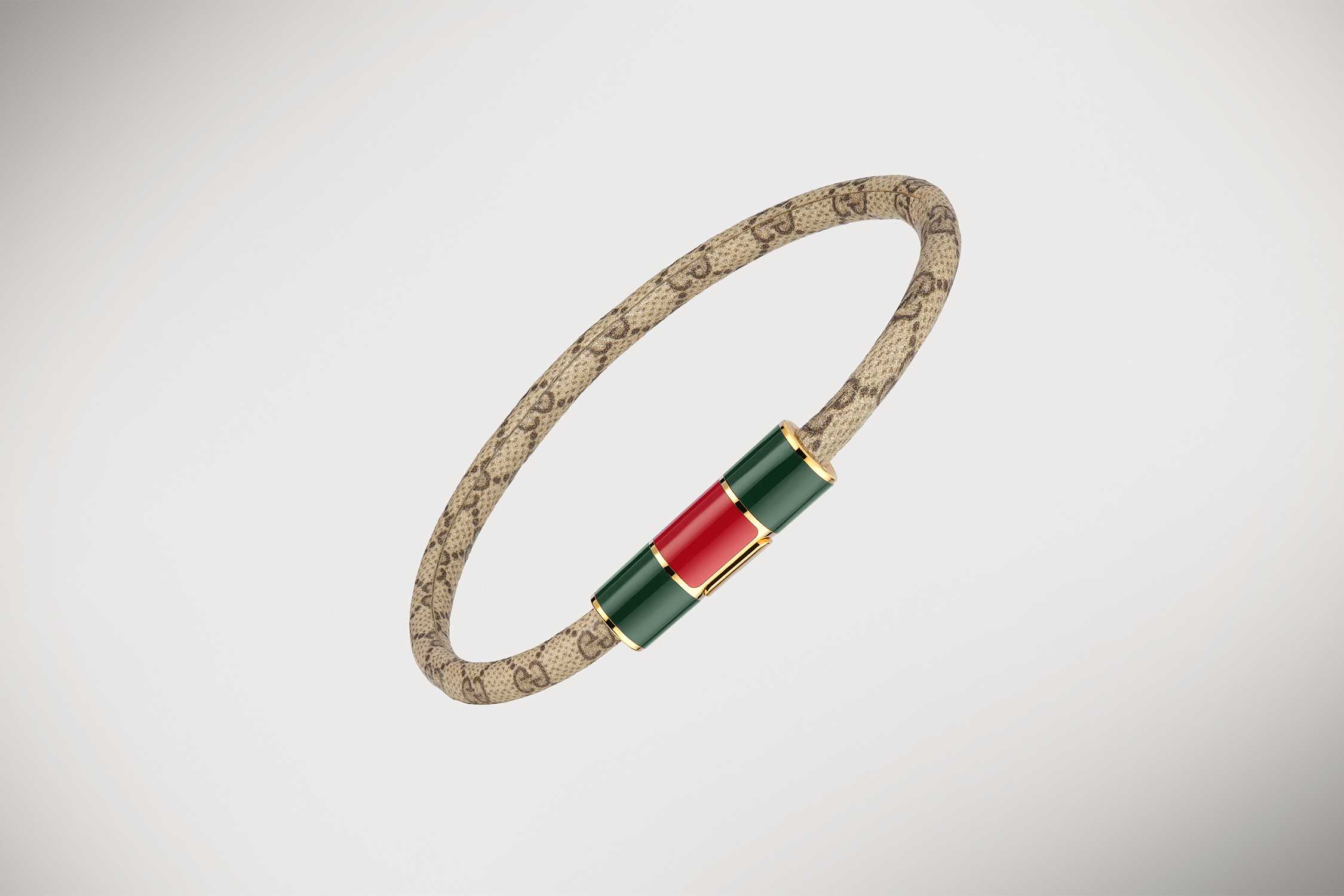 Beige GG bracelet red green clasp