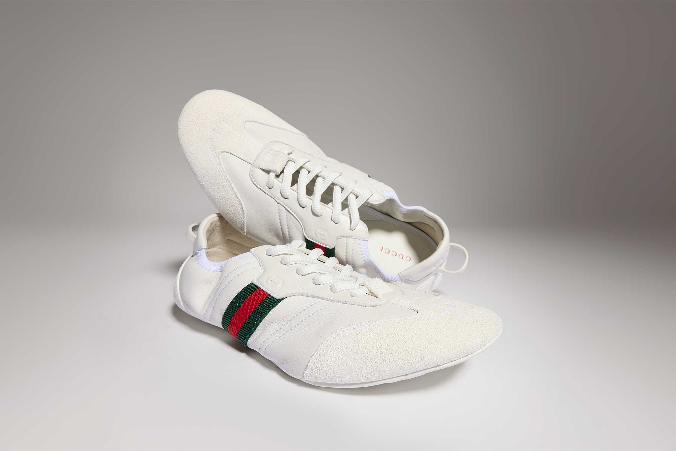 White Gucci sneakers with Web stripe