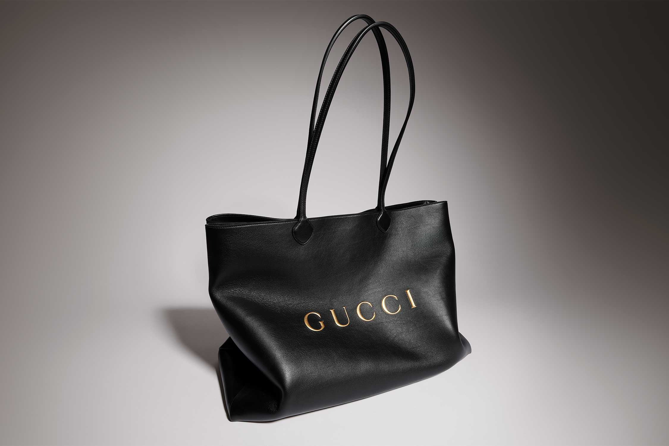 Black Gucci leather tote bag