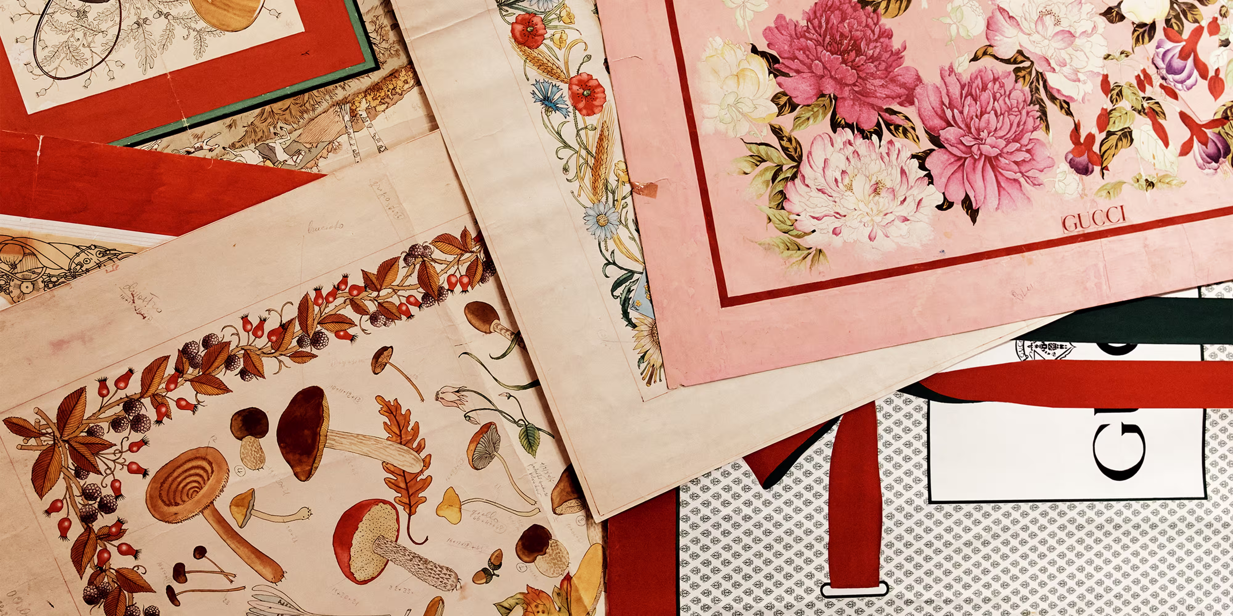Colourful Gucci floral silk scarves