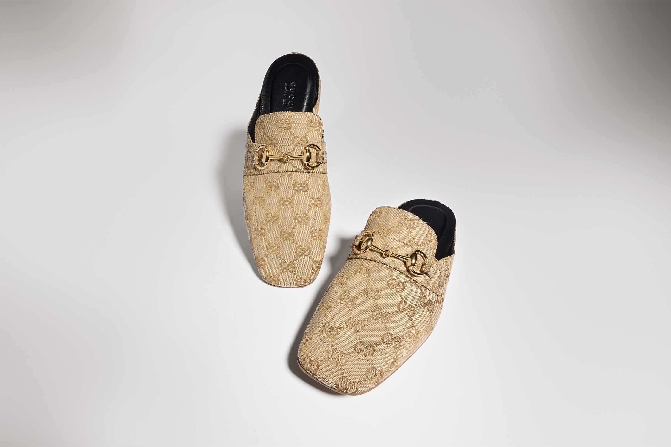 Beige GG canvas Gucci mules