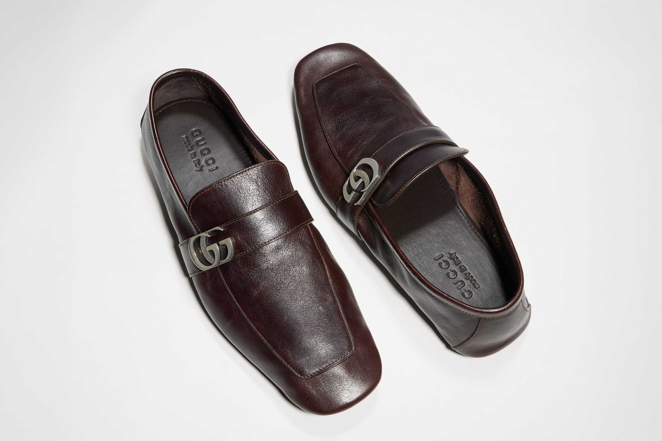Dark brown Gucci leather loafers