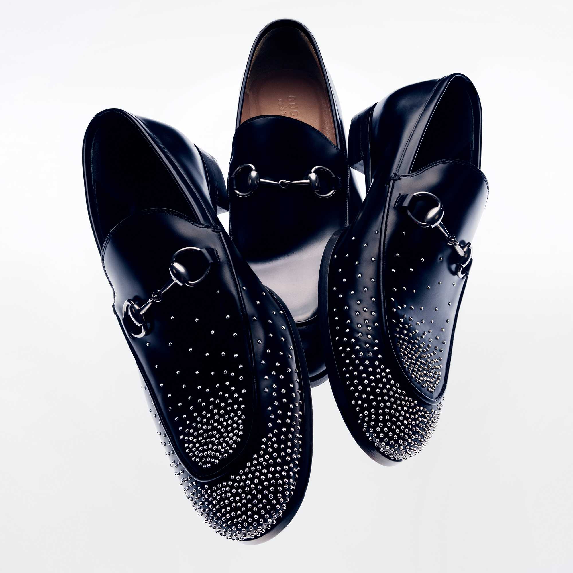 Gucci Jordaan studded black loafers 