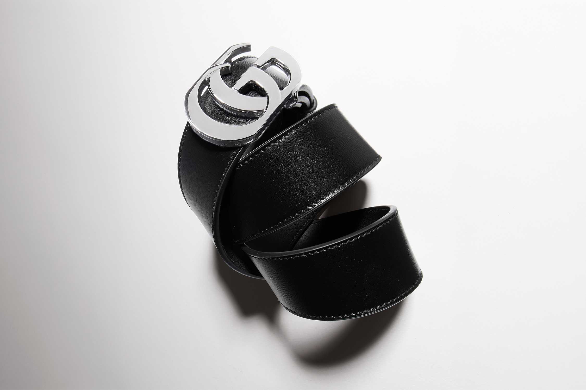 Black Gucci belt silver buckle