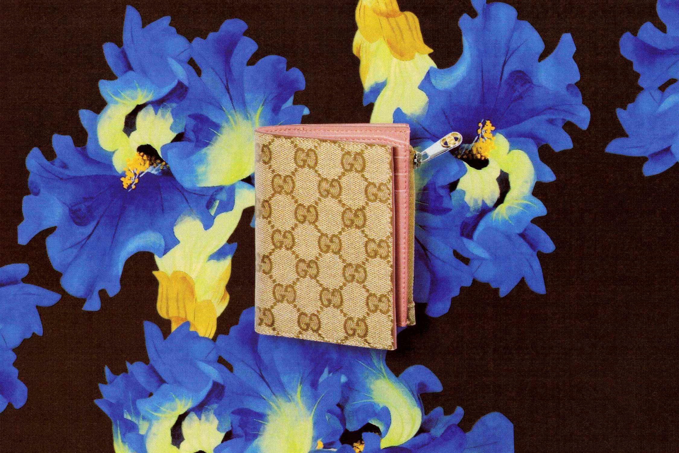 Beige pink Gucci monogram wallet