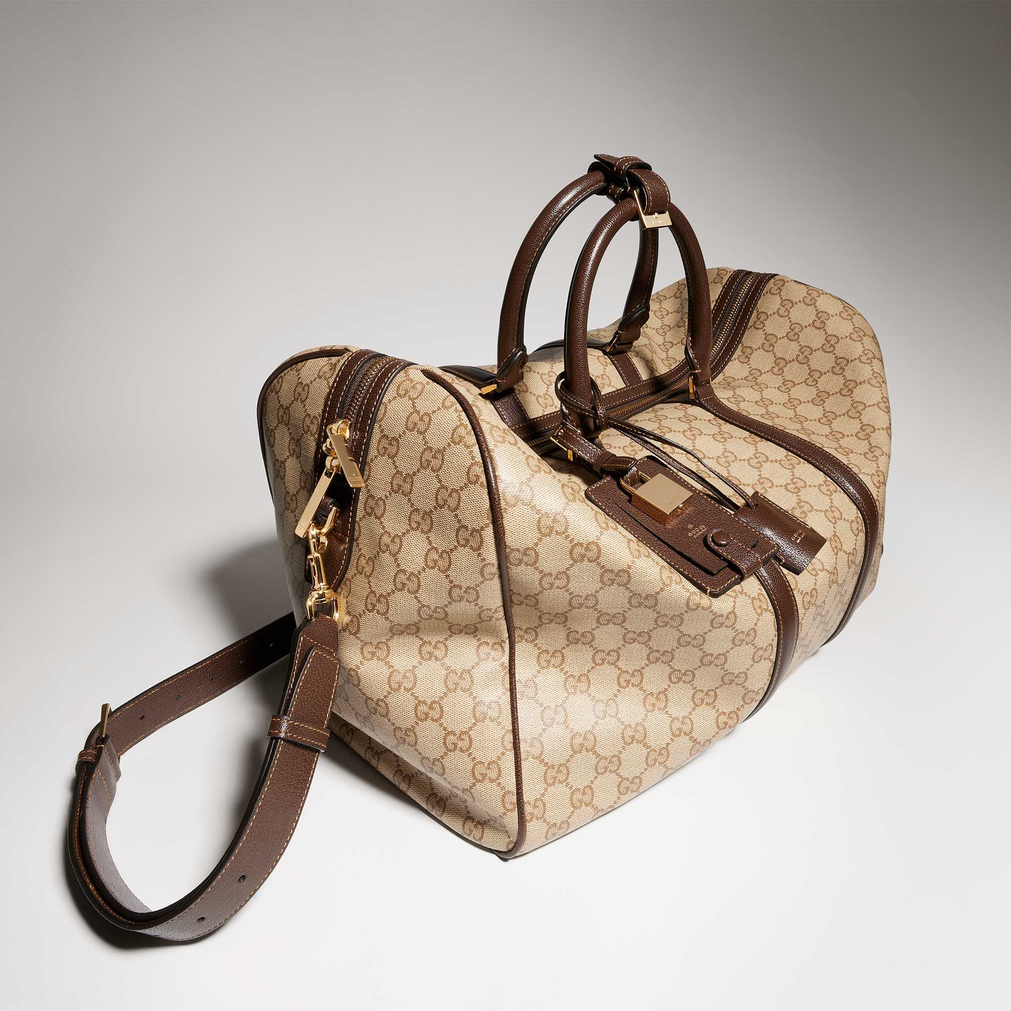 Beige brown Gucci GG duffle bag