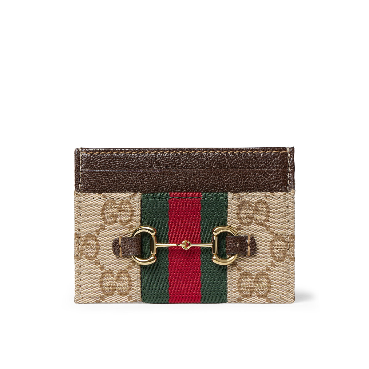 Gucci monogram card holder, brown-beige