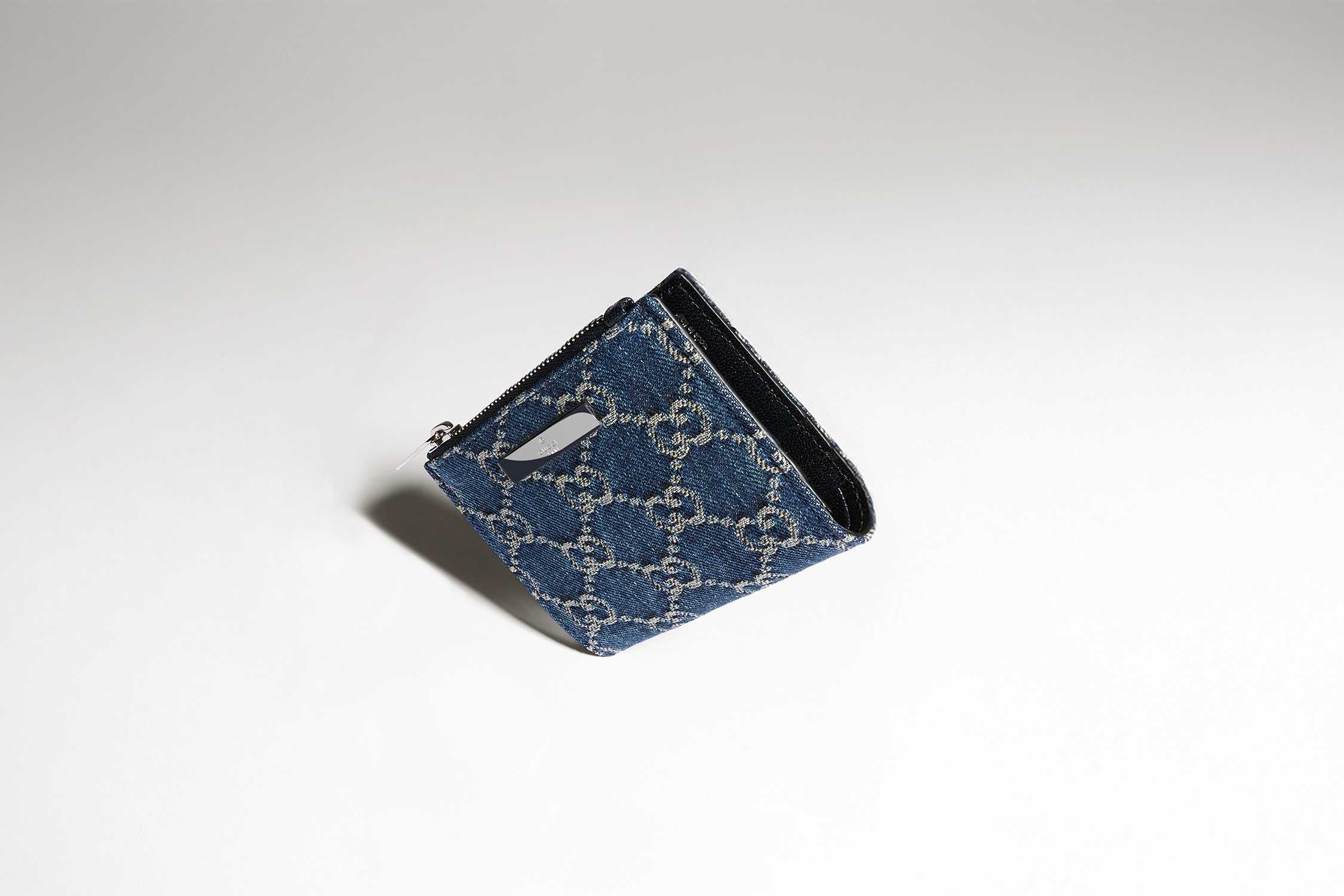 Blue Gucci monogram wallet