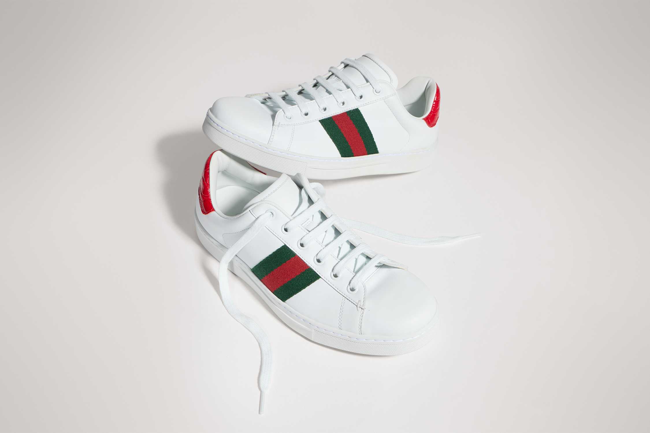 White Gucci Ace trainers pair