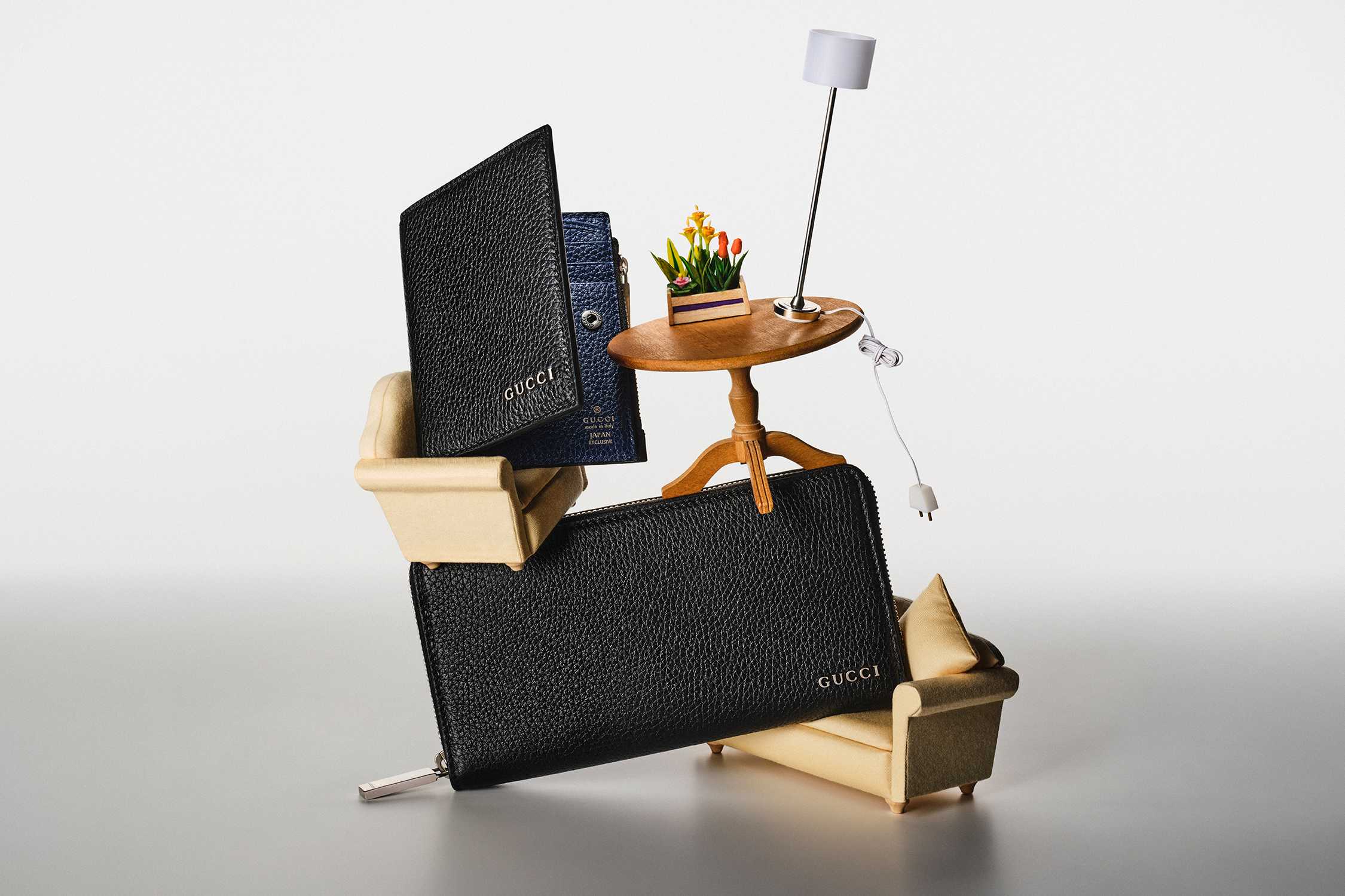 Black Gucci leather wallet collection