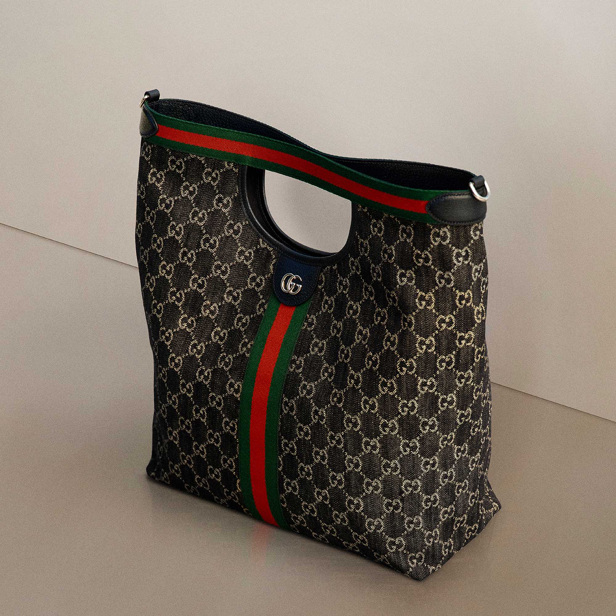 Gucci monogram bag with red-green stripe
