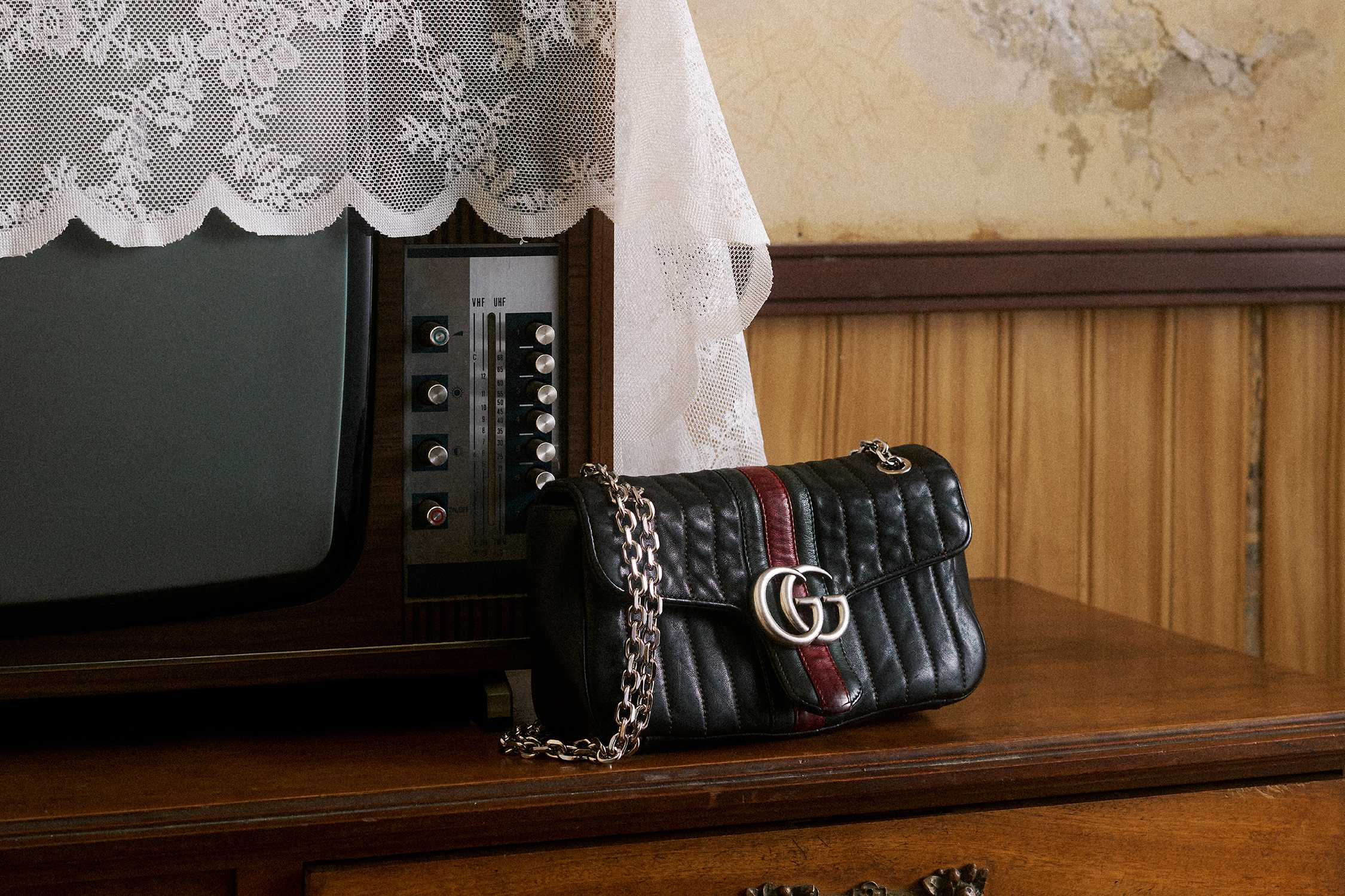 Black Gucci Marmont quilted bag