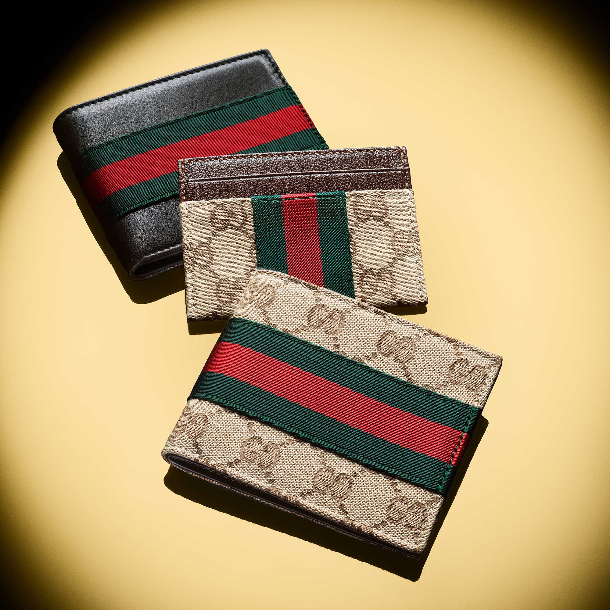 Gucci wallets with green-red stripes