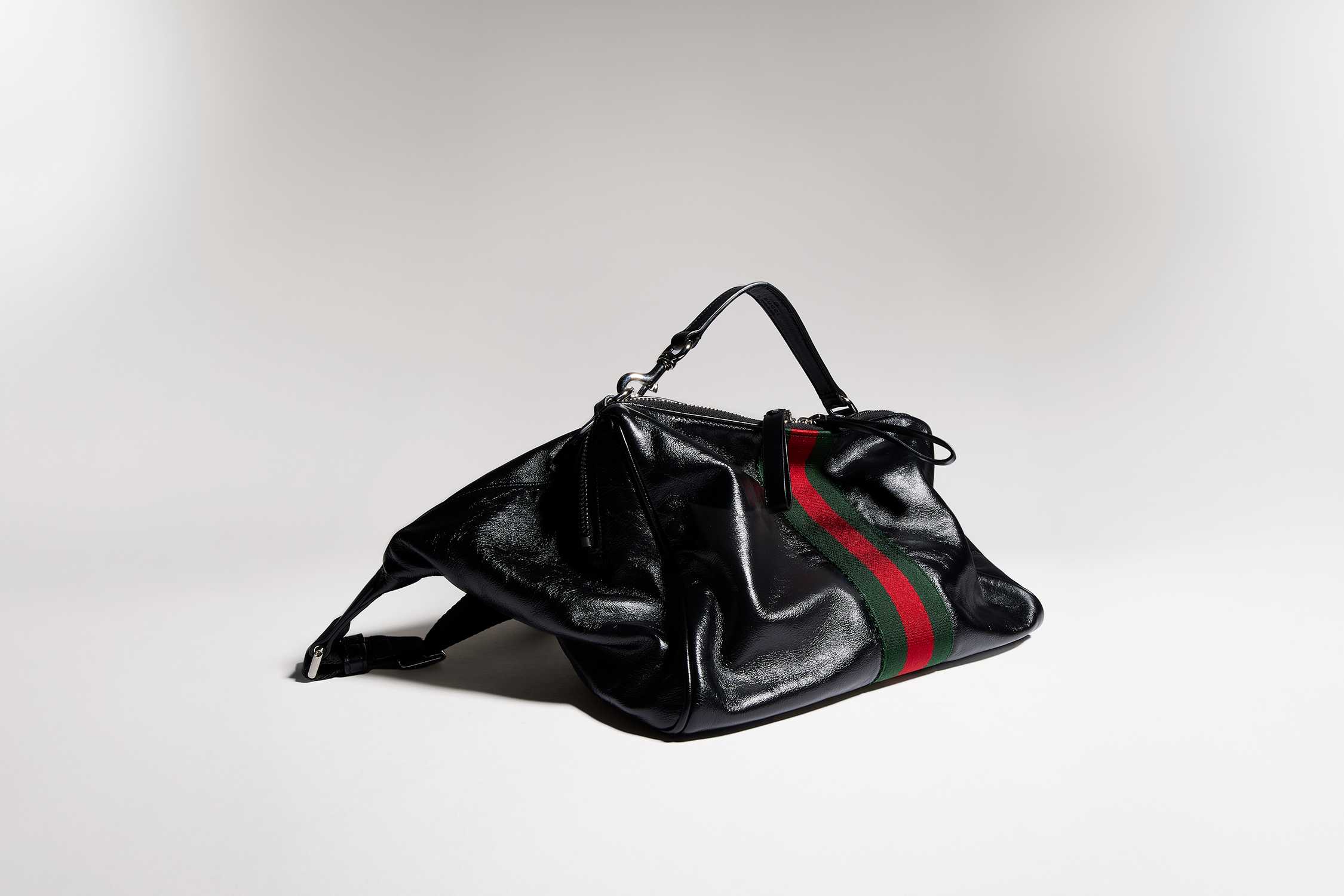 Black Gucci bag red green stripe