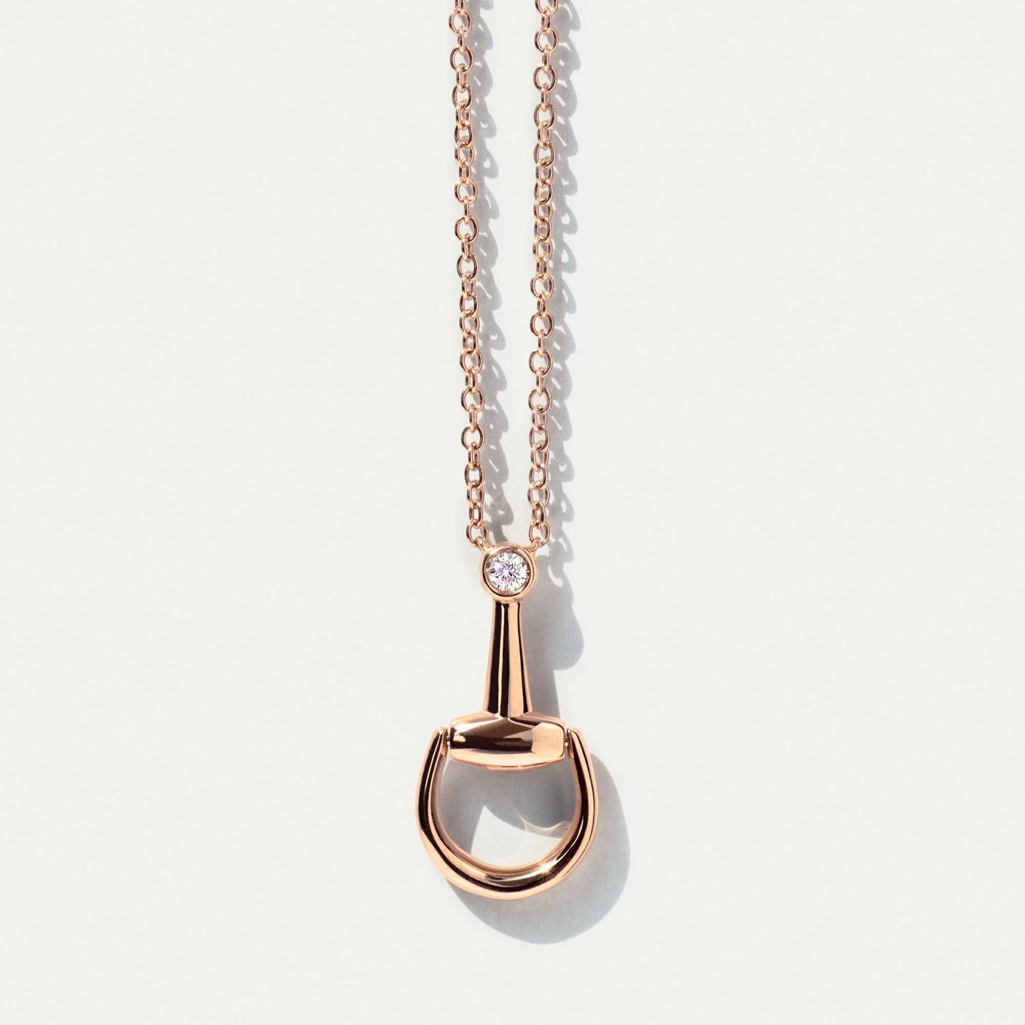 Gucci Horsebit rose gold necklace with diamonds