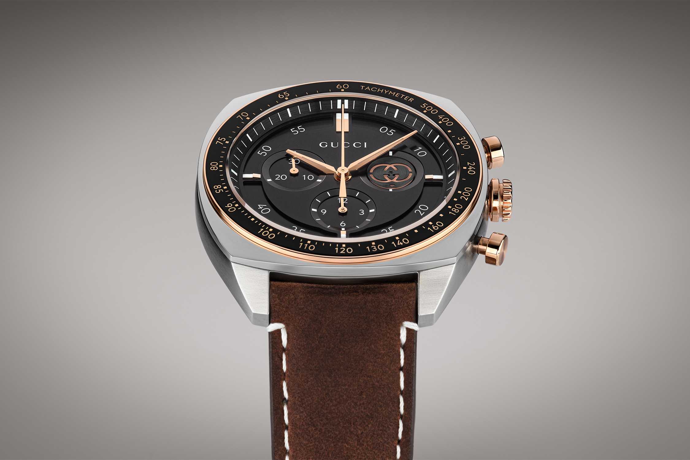 Gucci watch black brown chronograph