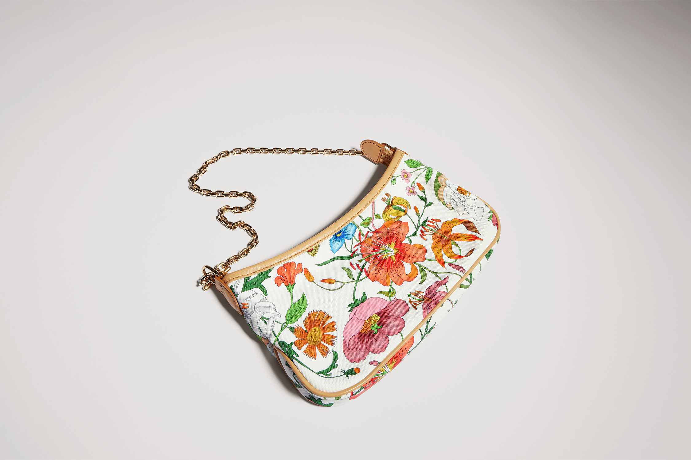 Floral Gucci handbag with chain