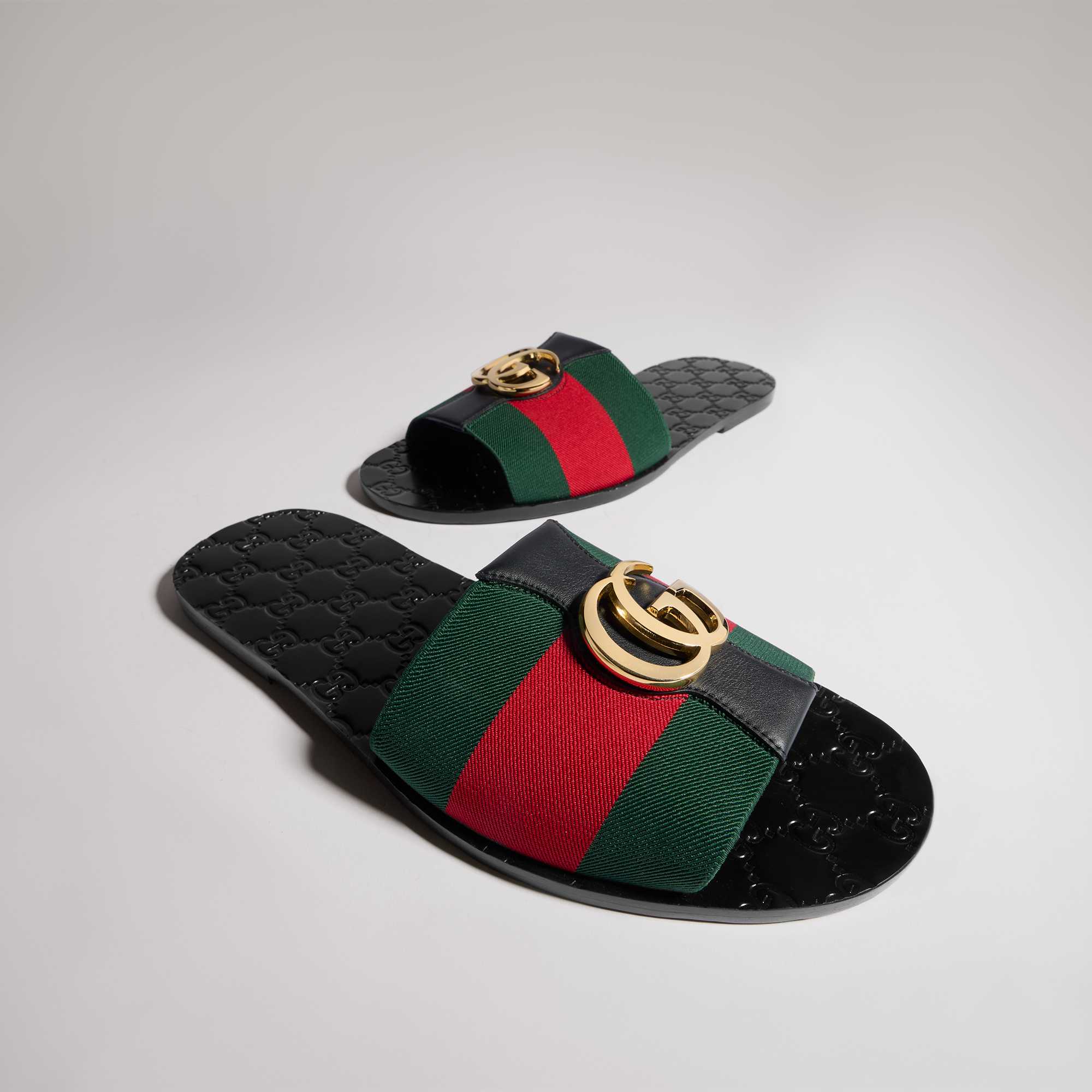 White Gucci sneakers green-red stripes