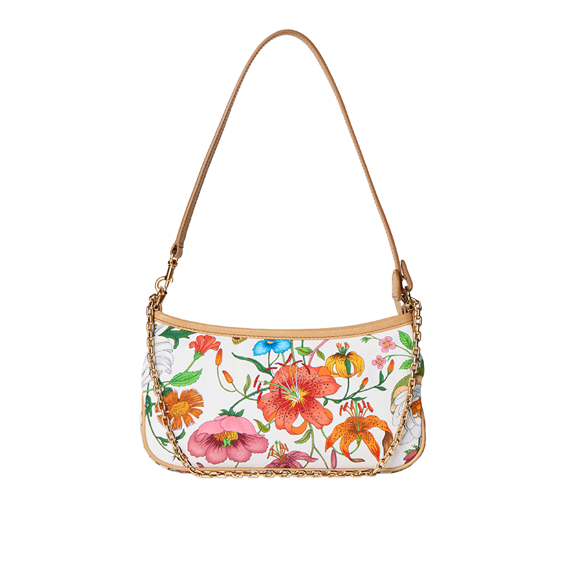 Gucci floral handbag with chain