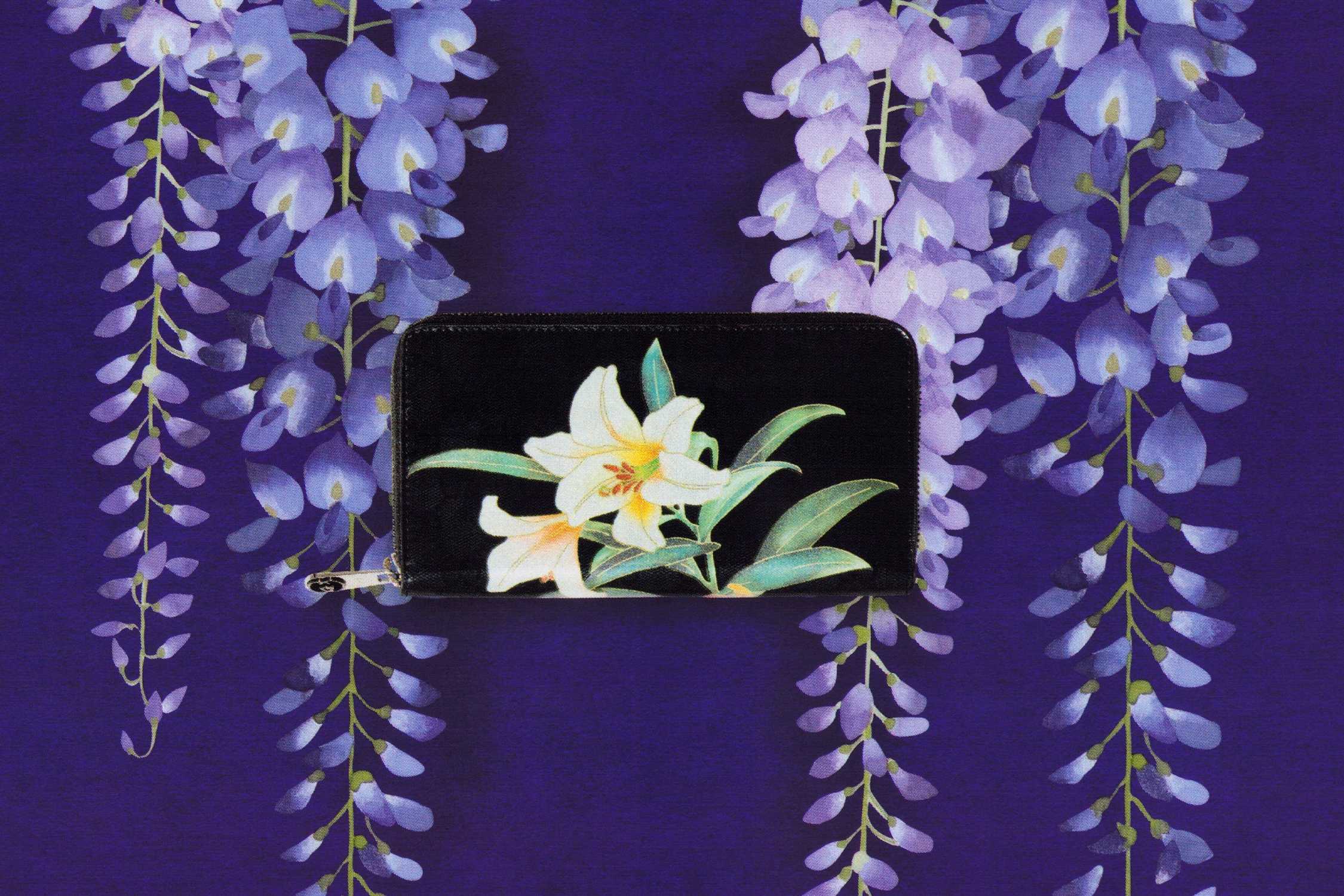 Black Gucci wallet white lily