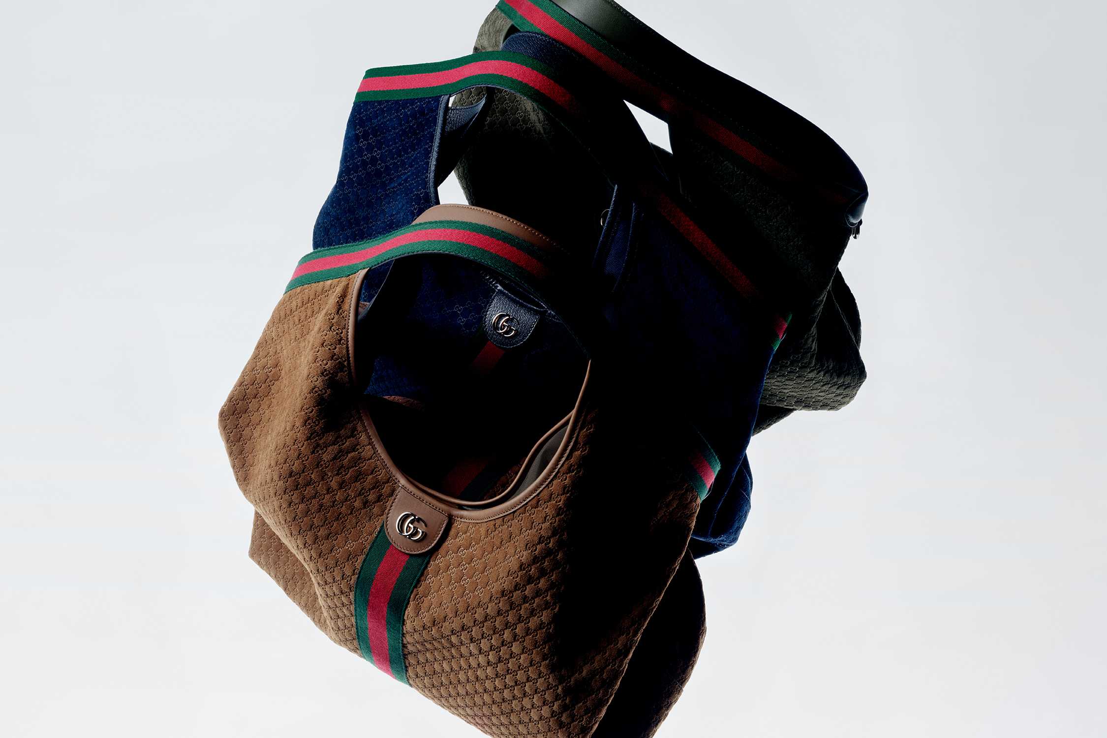 Brown Gucci bag with stripes