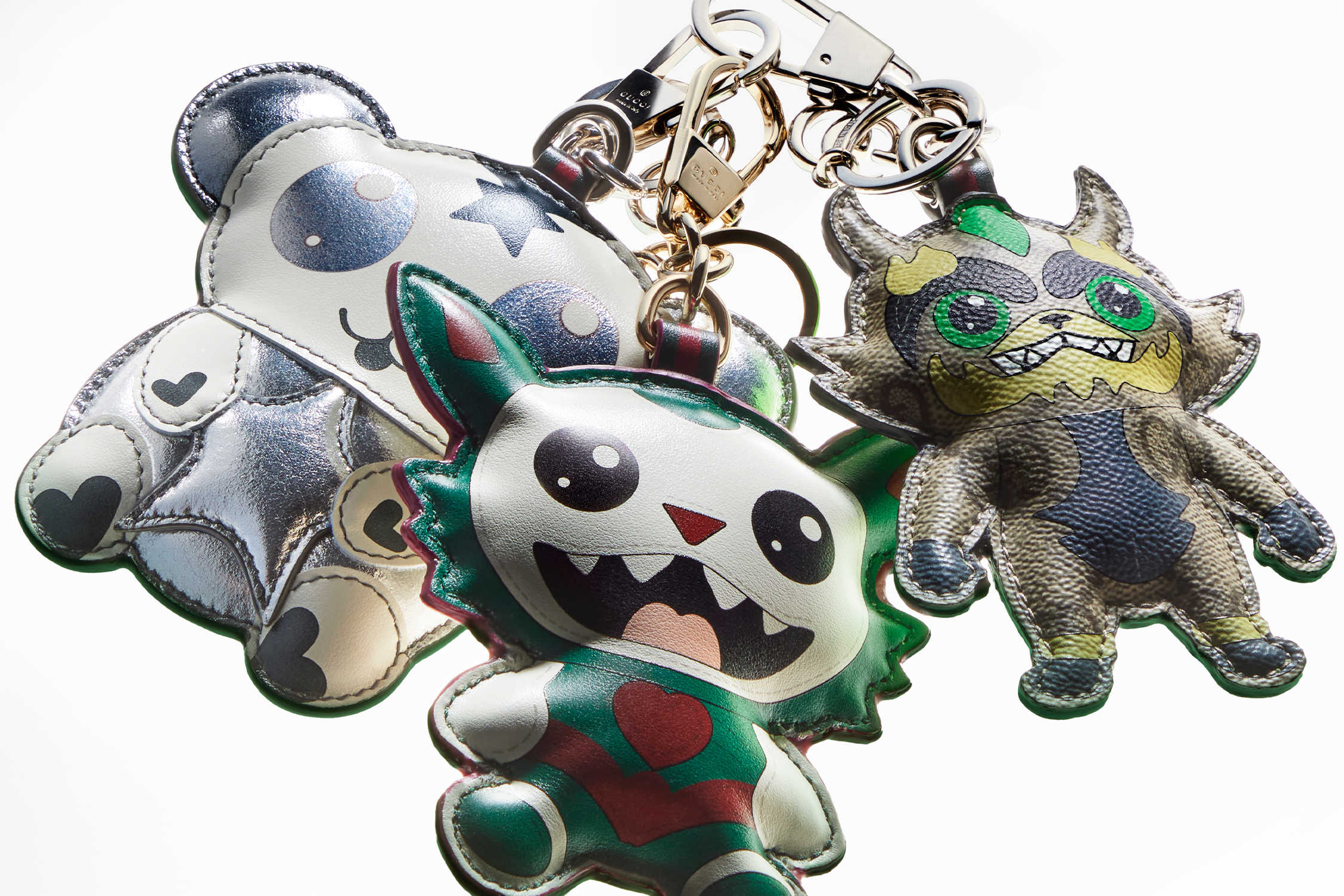 Colorful Gucci character keychains collection