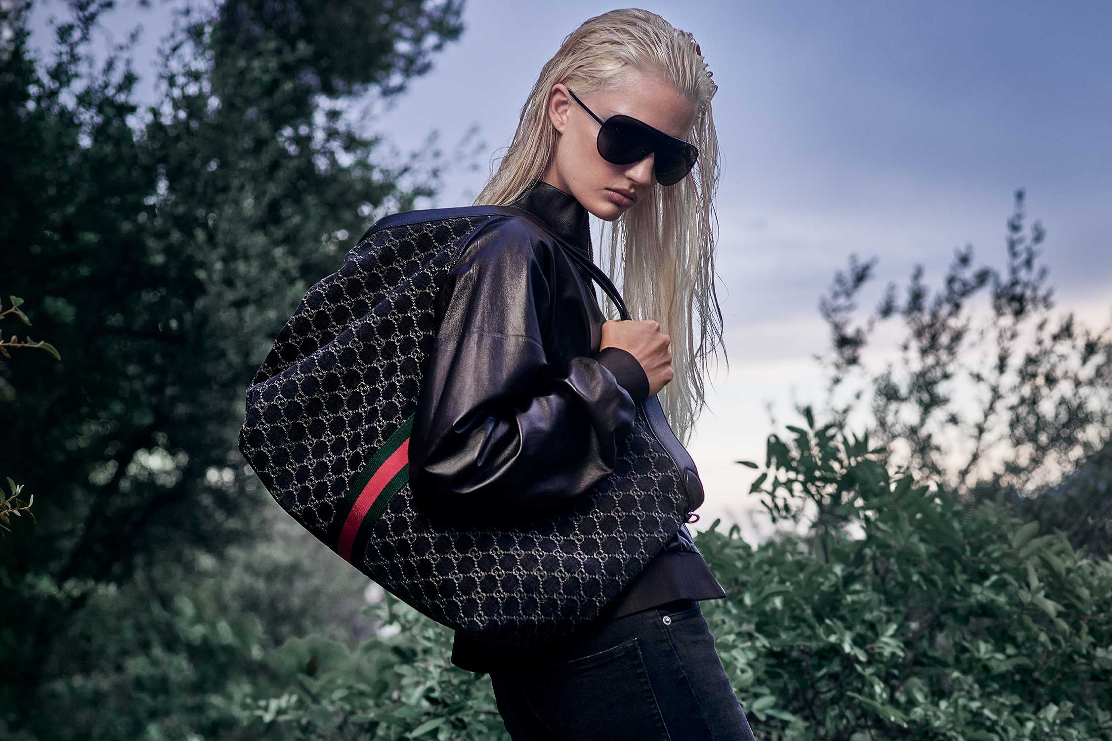 Dark navy Gucci monogram tote bag