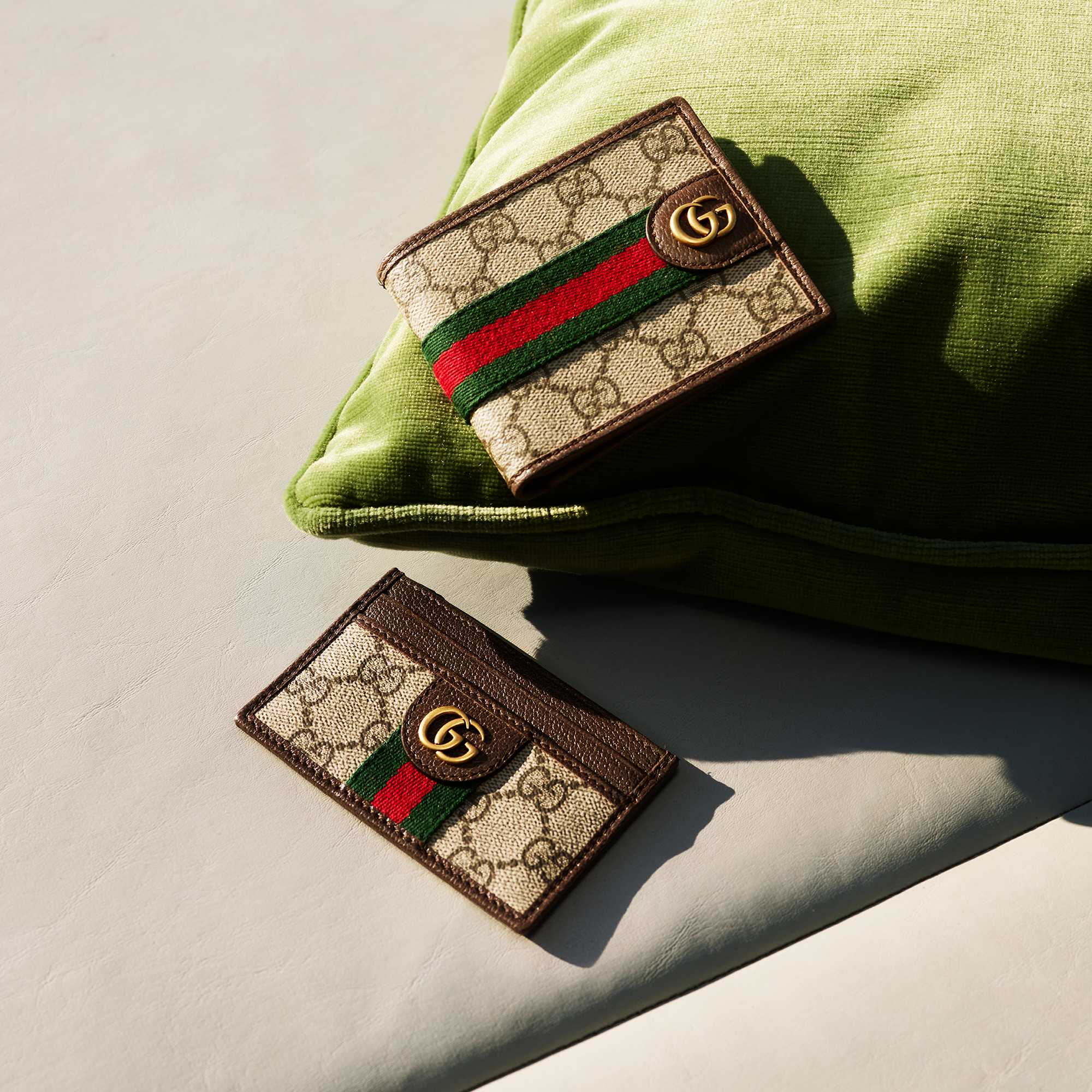Gucci wallets with red-green stripe