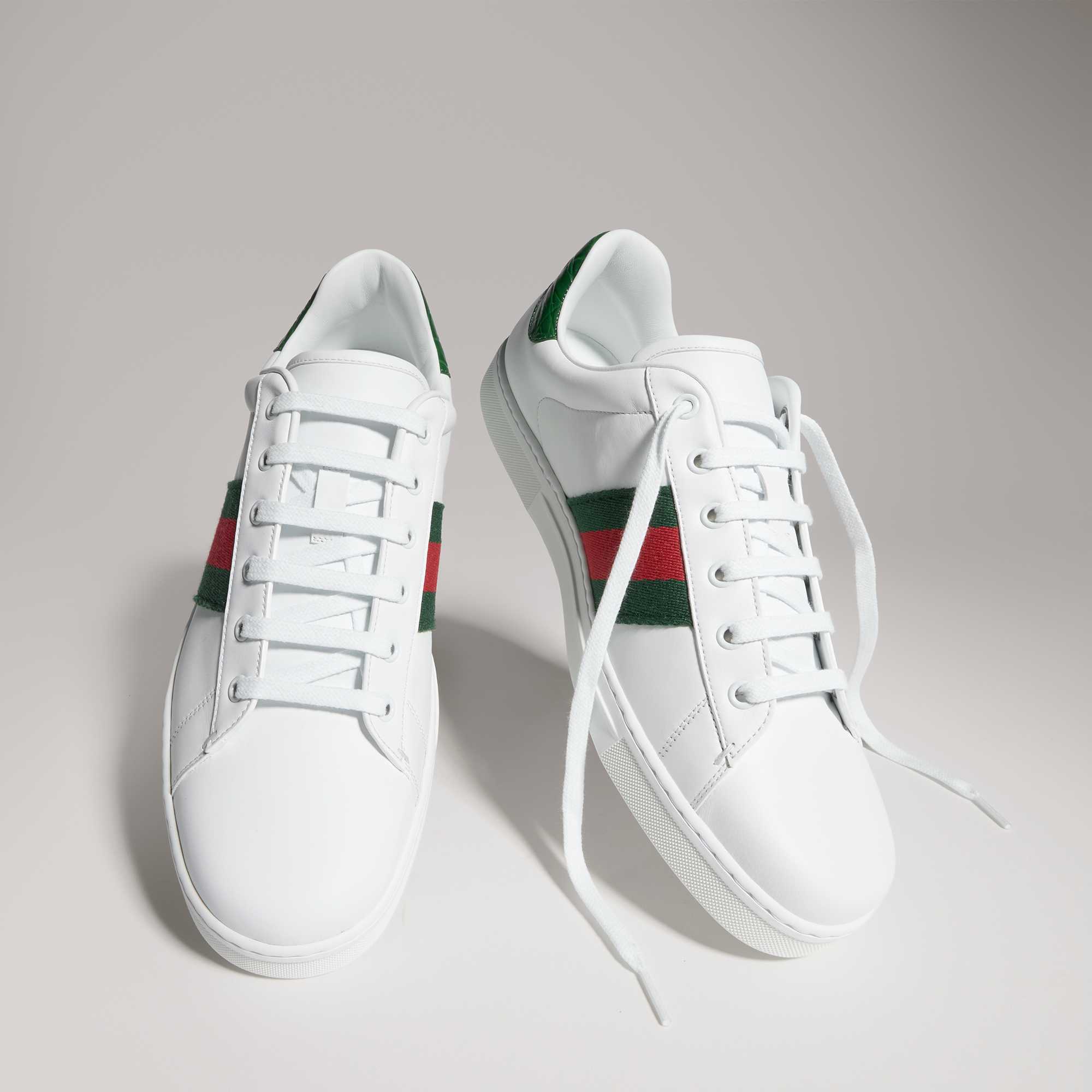 White Gucci sneakers green-red stripe