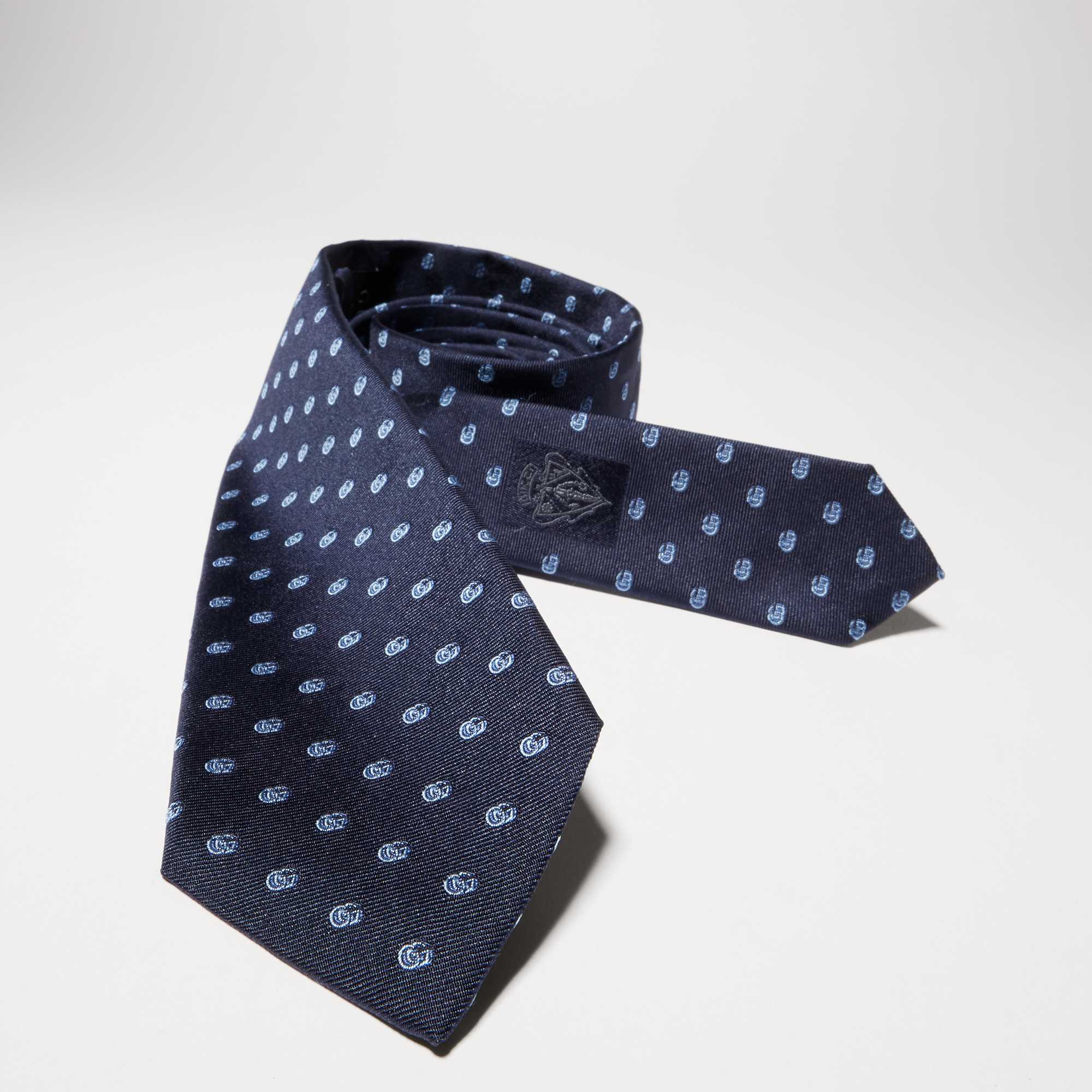 Navy Gucci jacket with tie