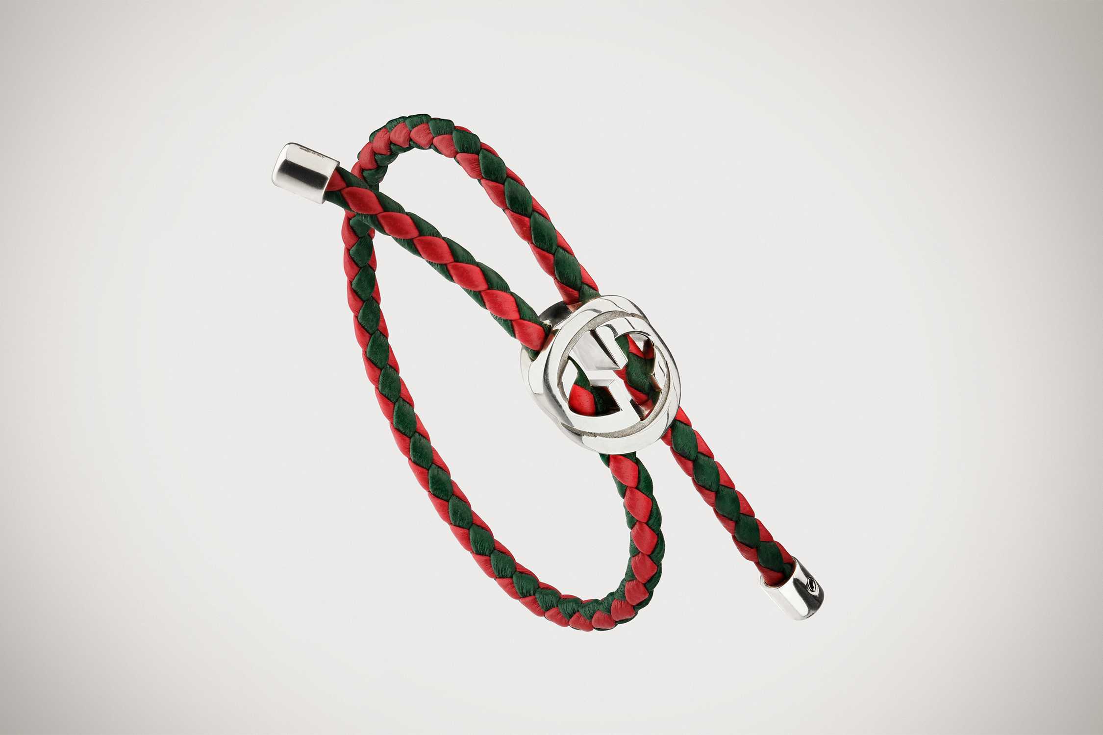 Red green braided Gucci bracelet