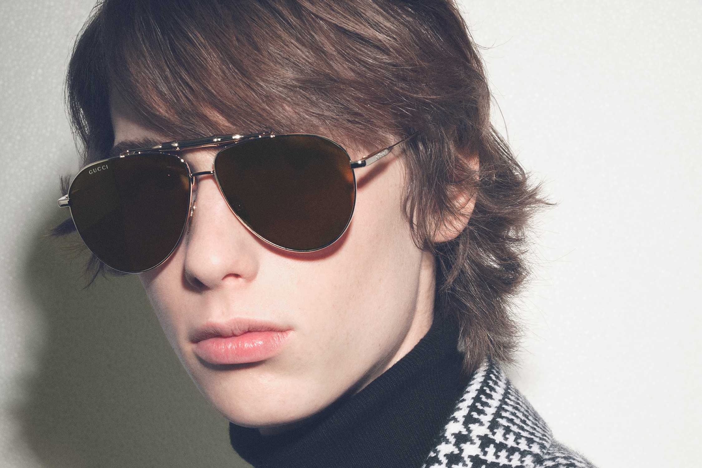 Brown Gucci aviator sunglasses