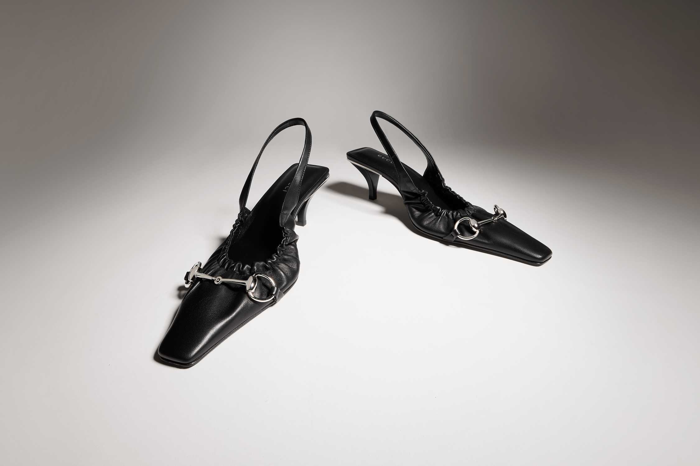 Black Gucci slingback kitten heels