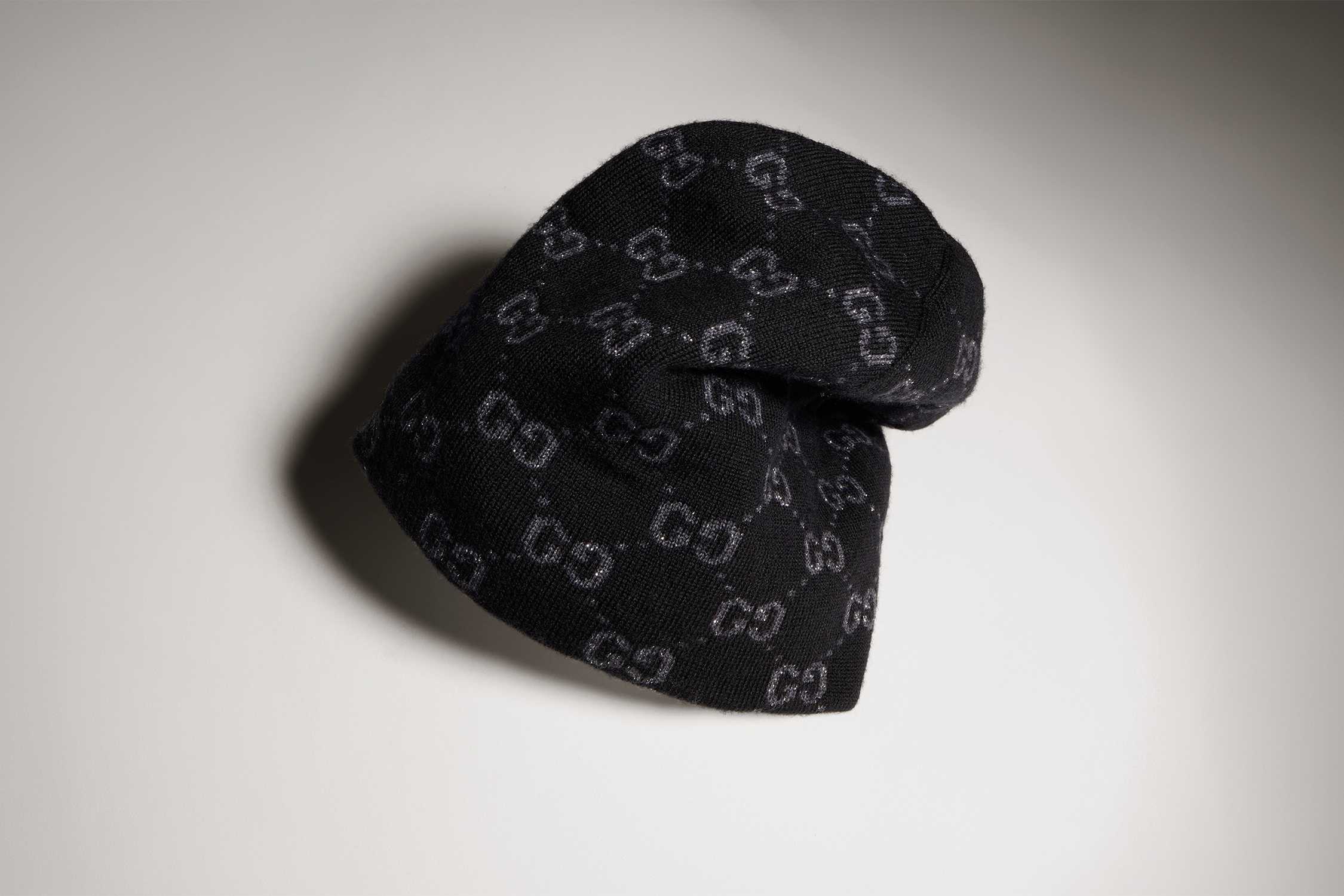 Black Gucci GG monogram beanie
