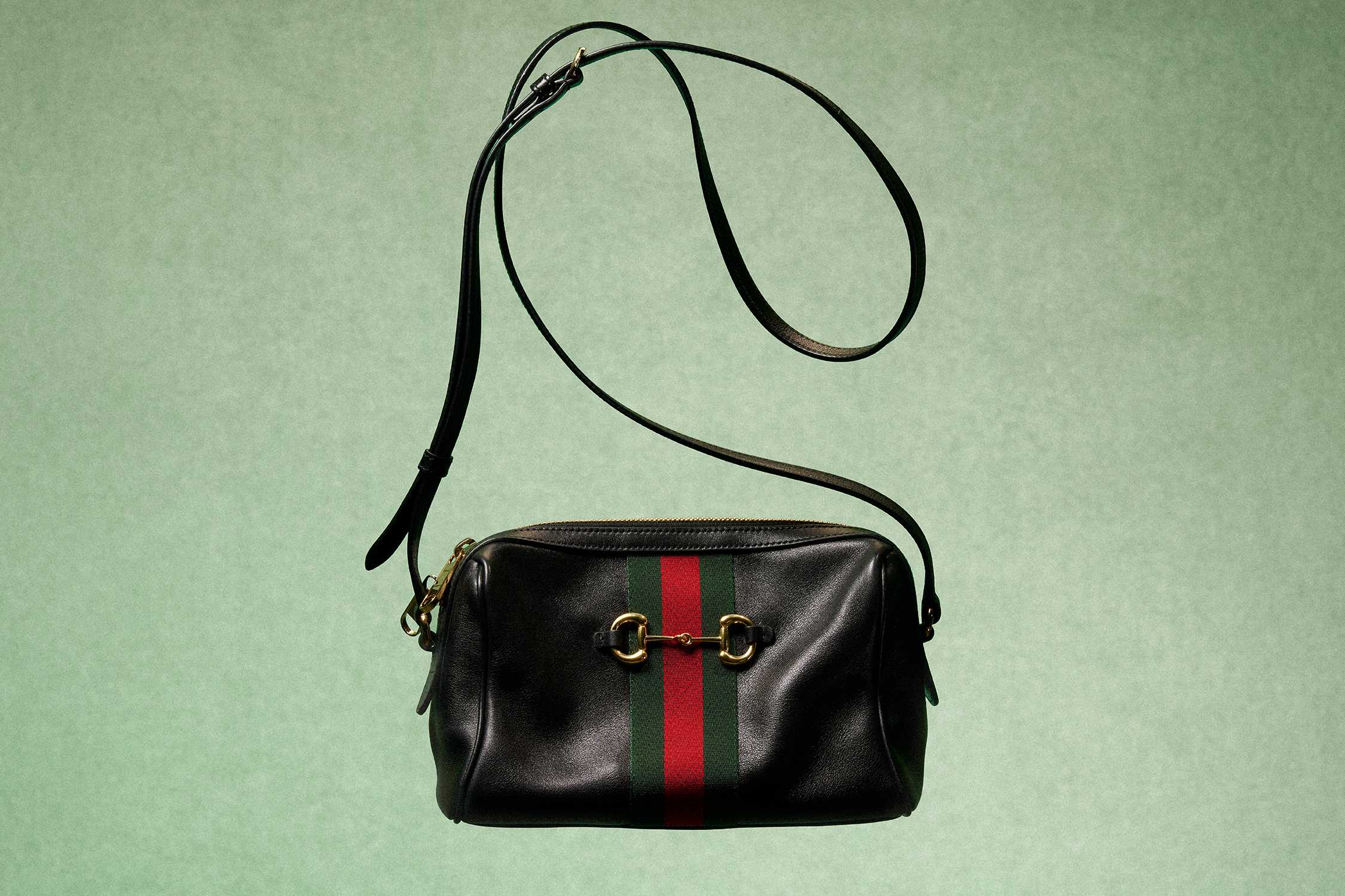 Black Gucci crossbody bag, Web stripe