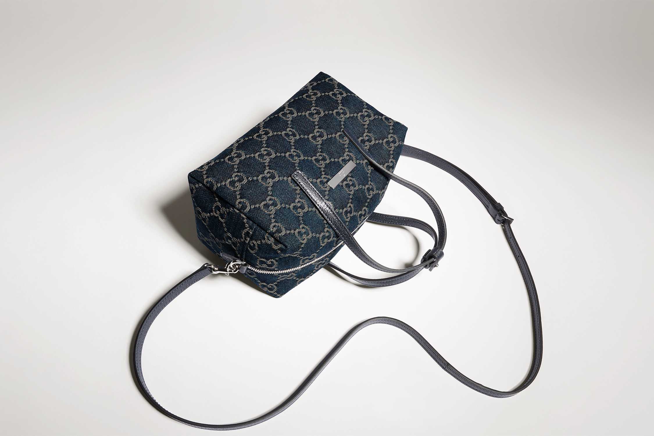 Blue Gucci monogram crossbody bag