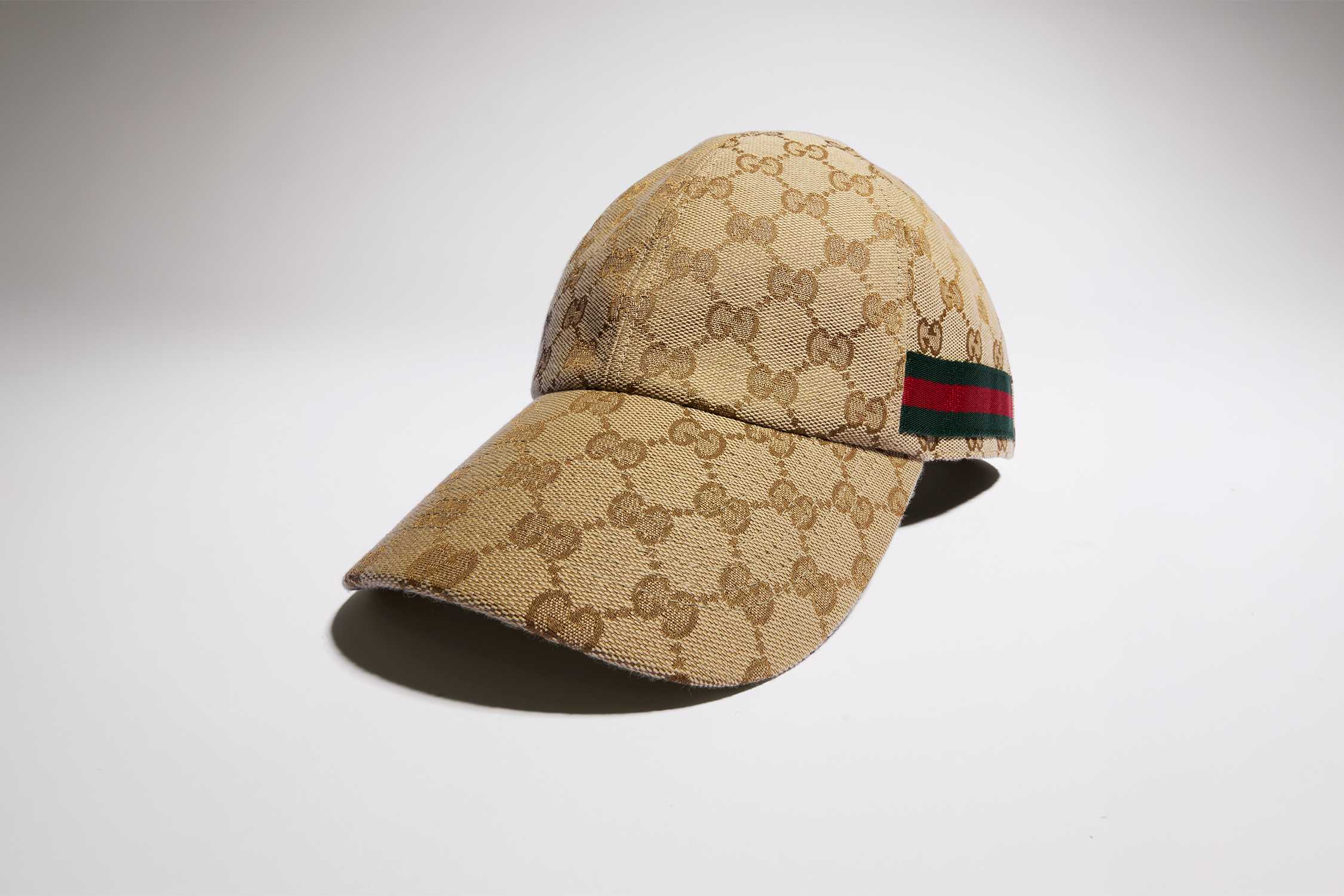 Beige Gucci monogram baseball cap