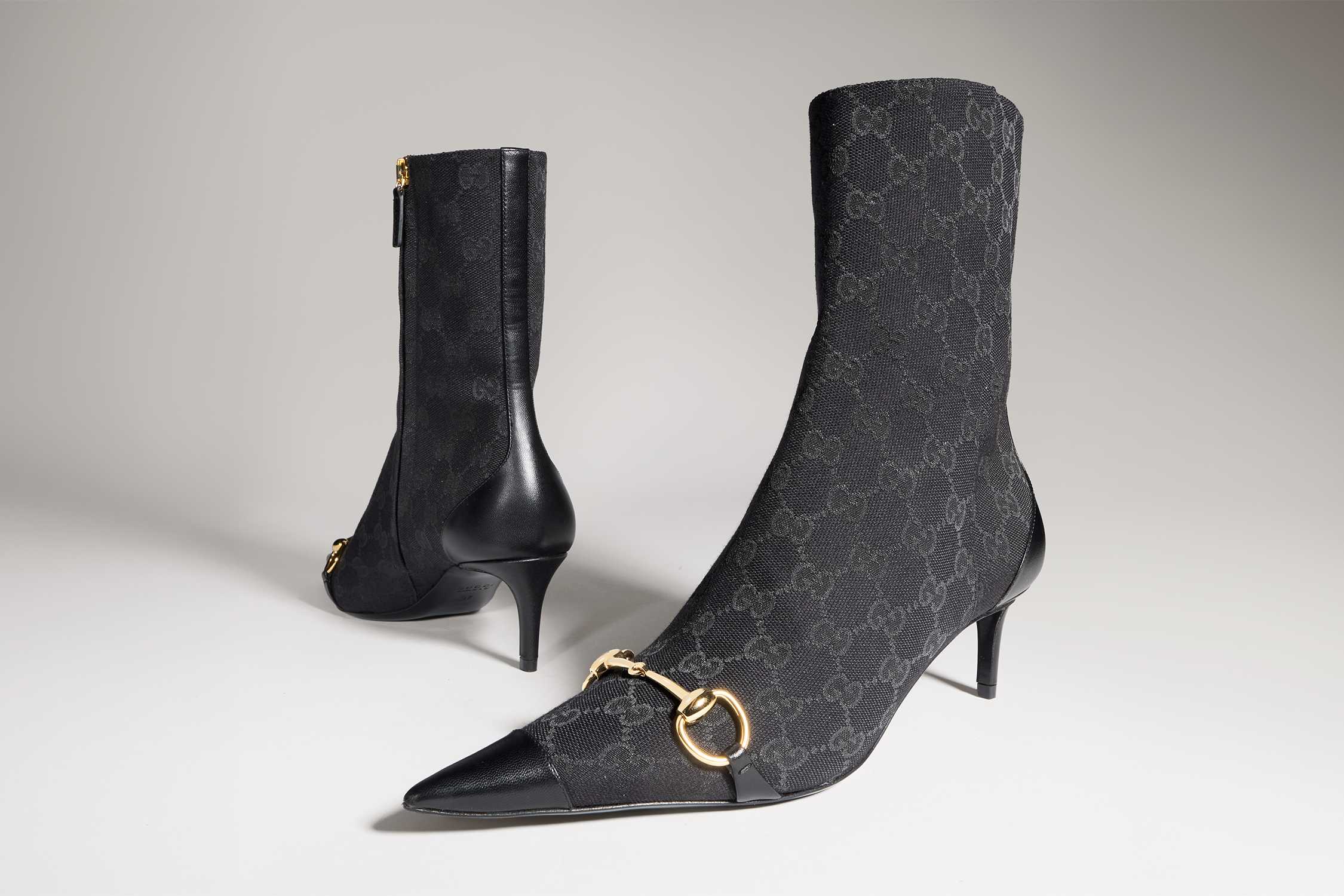 Black Gucci GG monogram boots