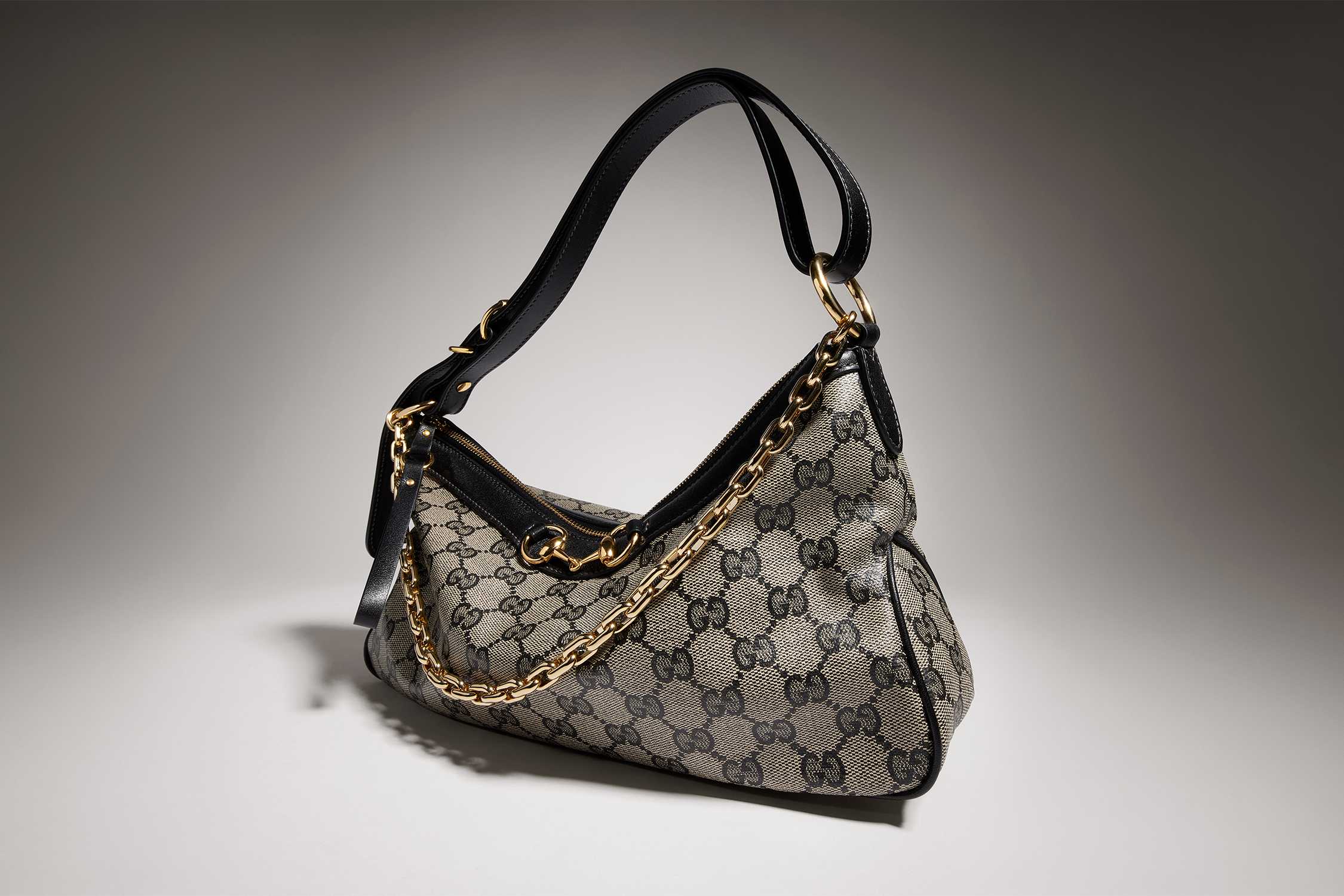 Beige black GG monogram handbag