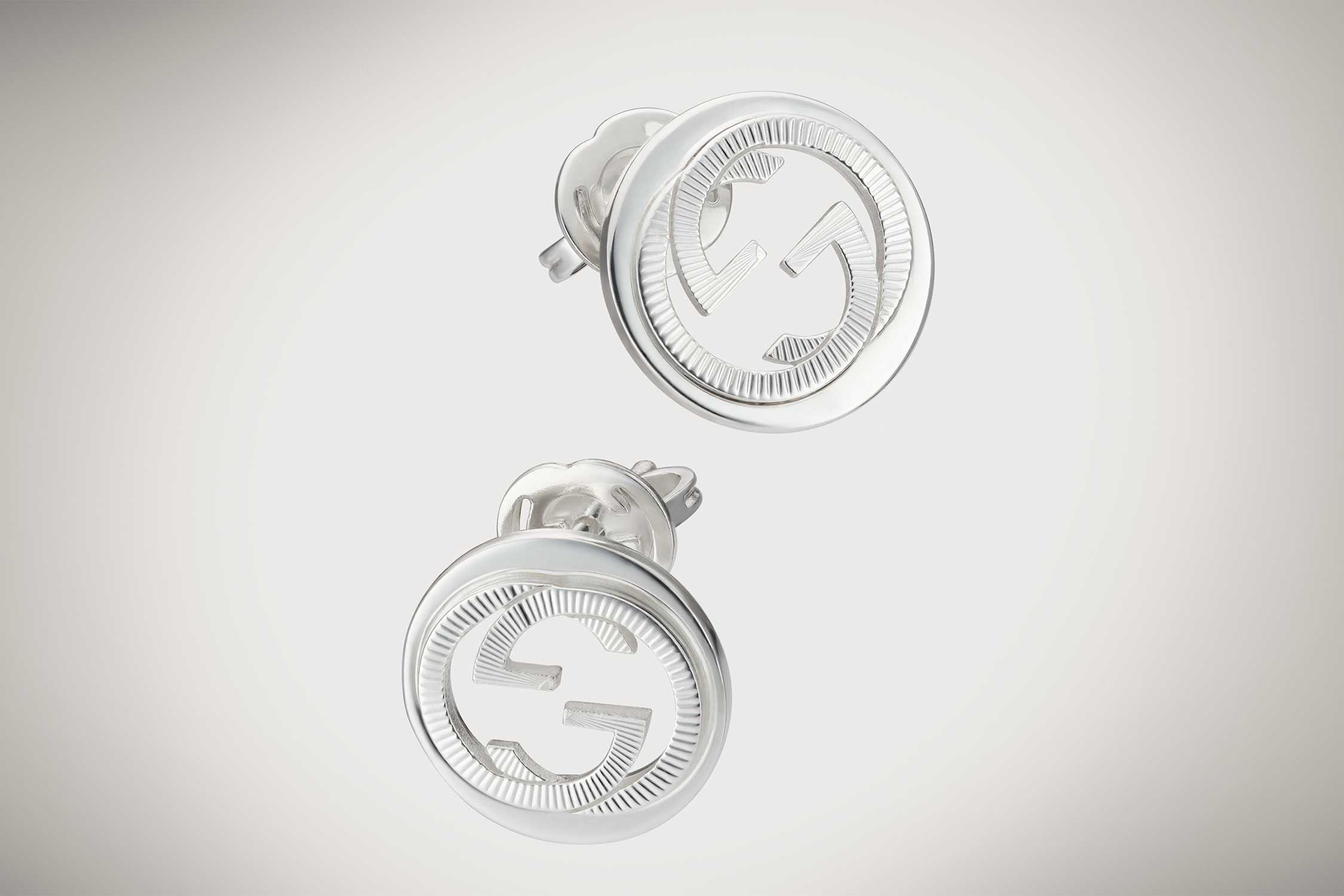 Silver Gucci interlocking G earrings