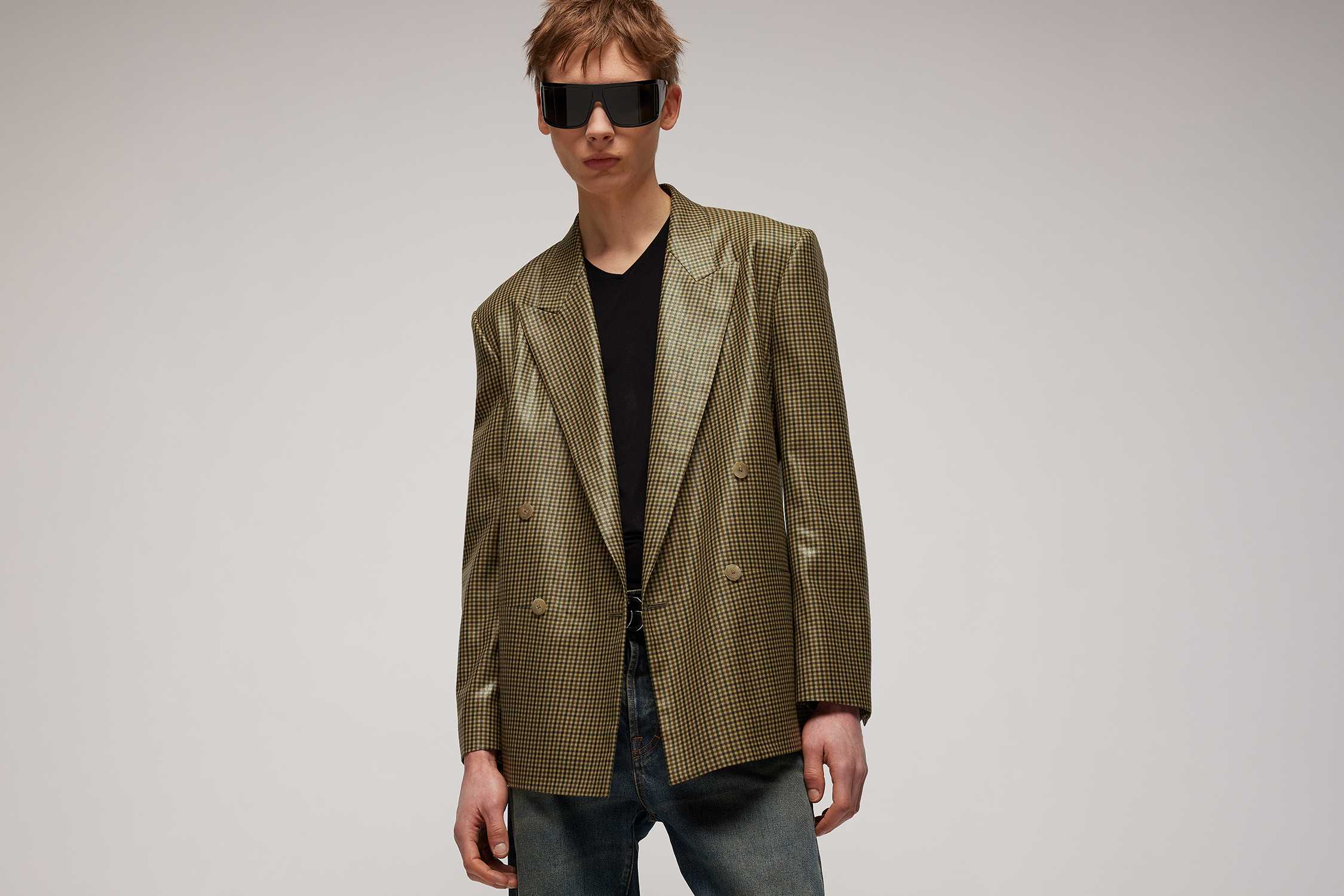 Gucci green checkered blazer sunglasses