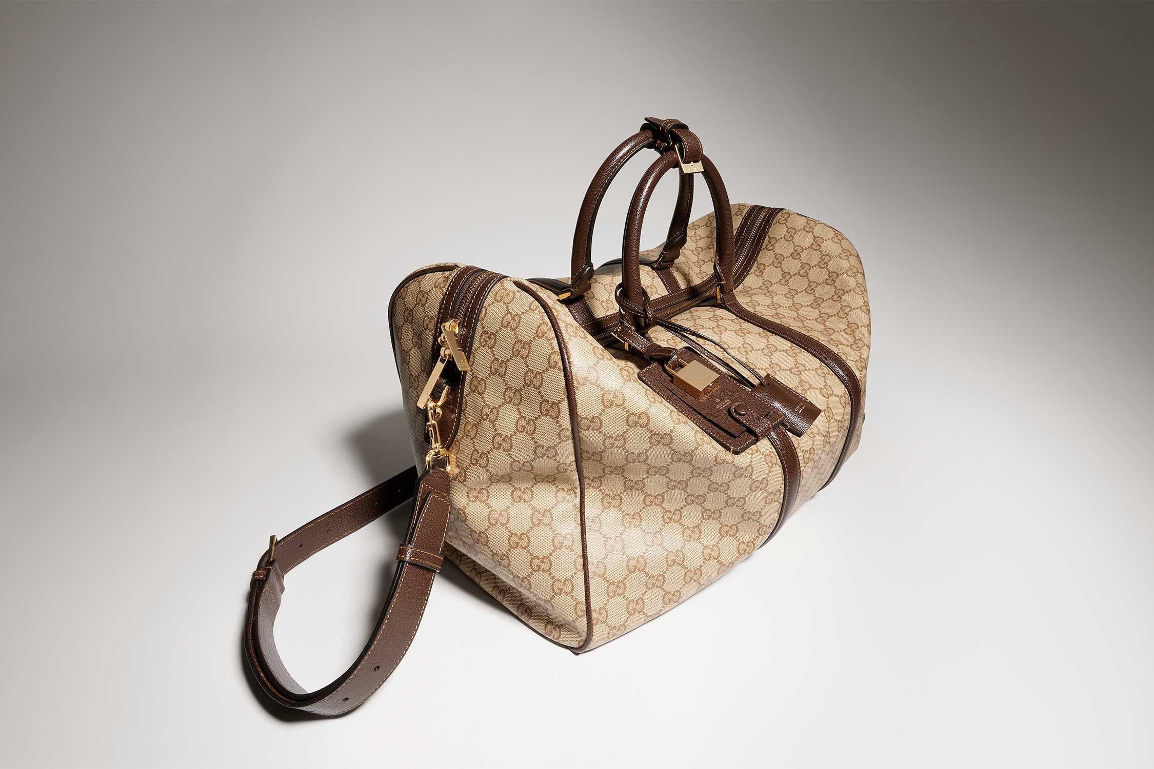 Beige brown Gucci GG duffle bag