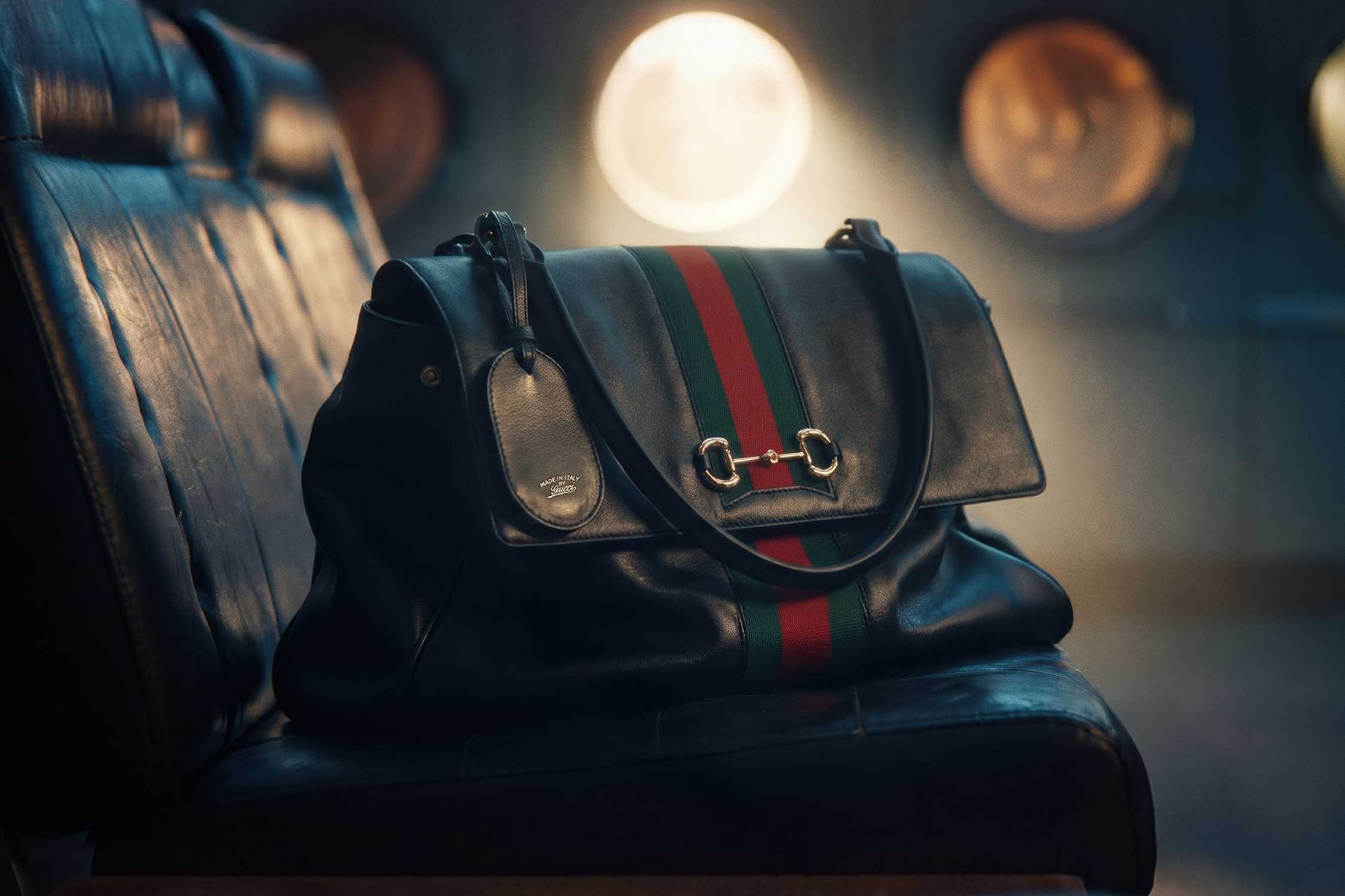 Black Gucci bag green red stripe
