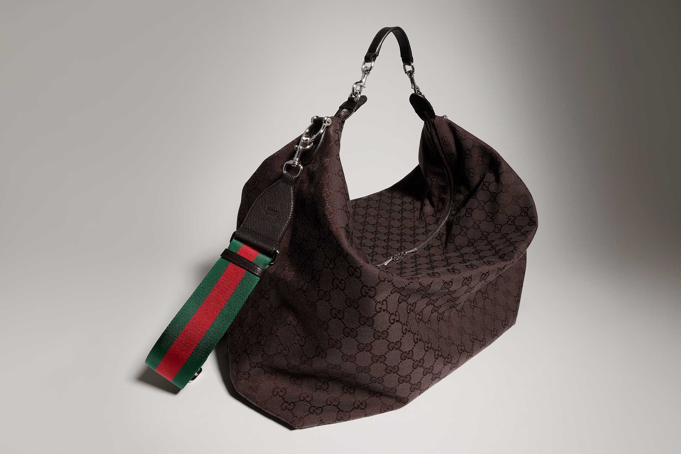 Dark brown Gucci monogram hobo bag