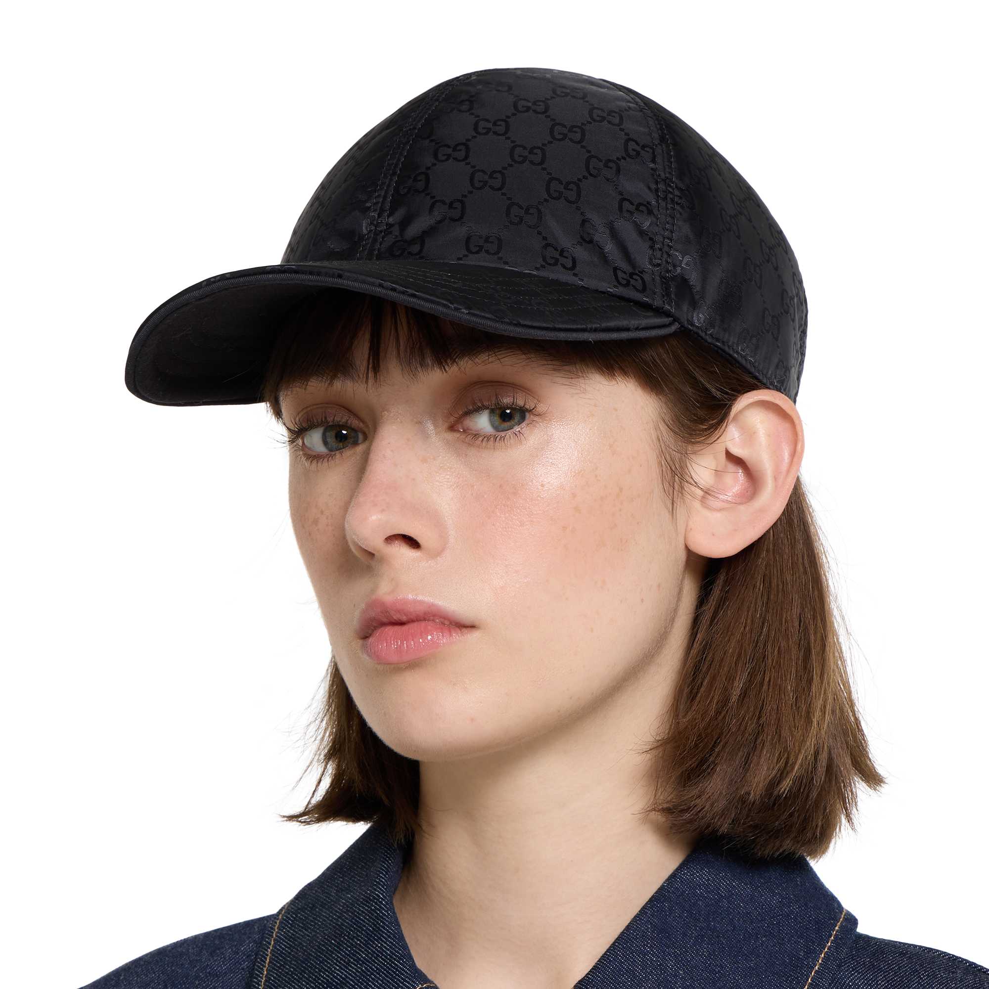 Black Gucci monogram baseball cap