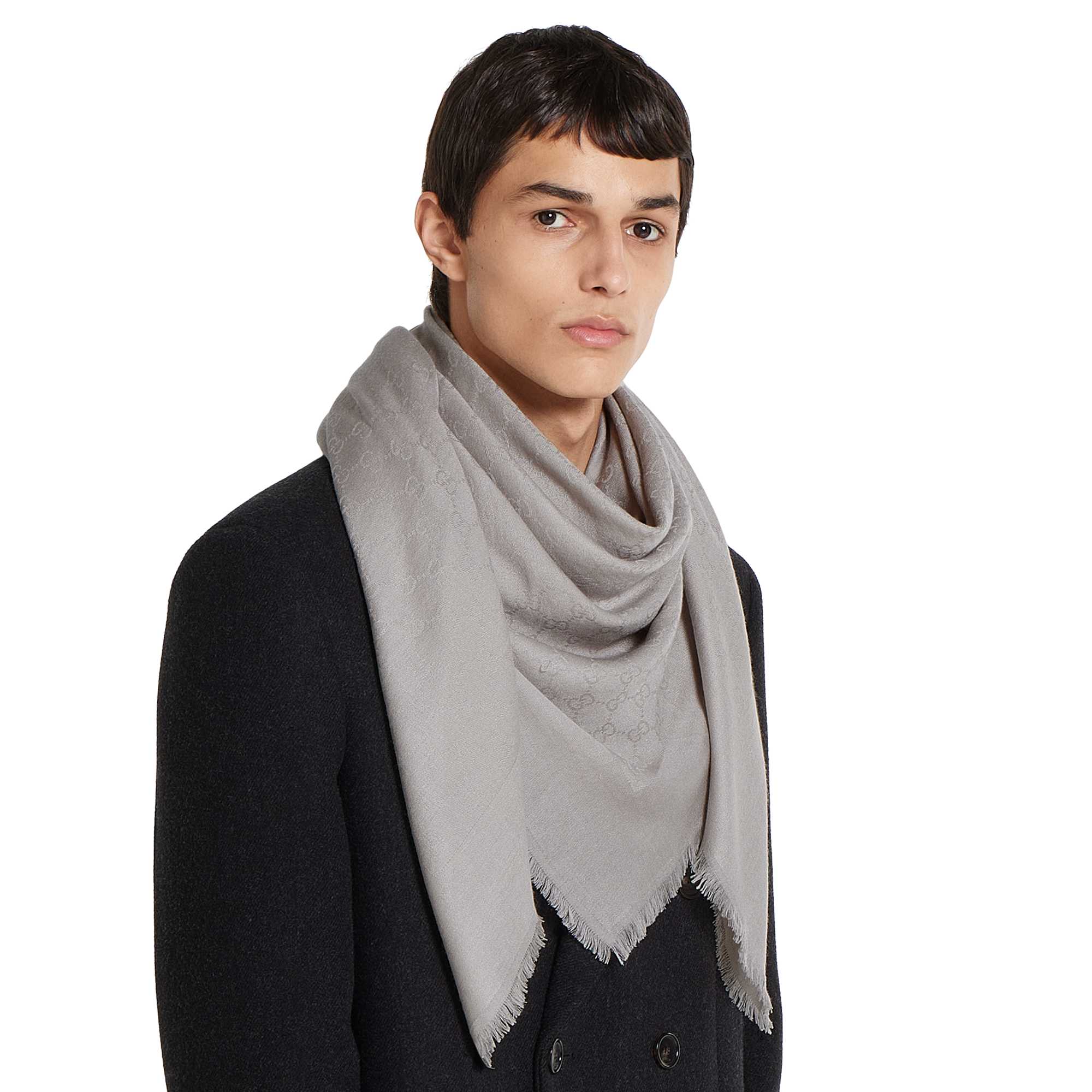 Grey Gucci monogram scarf