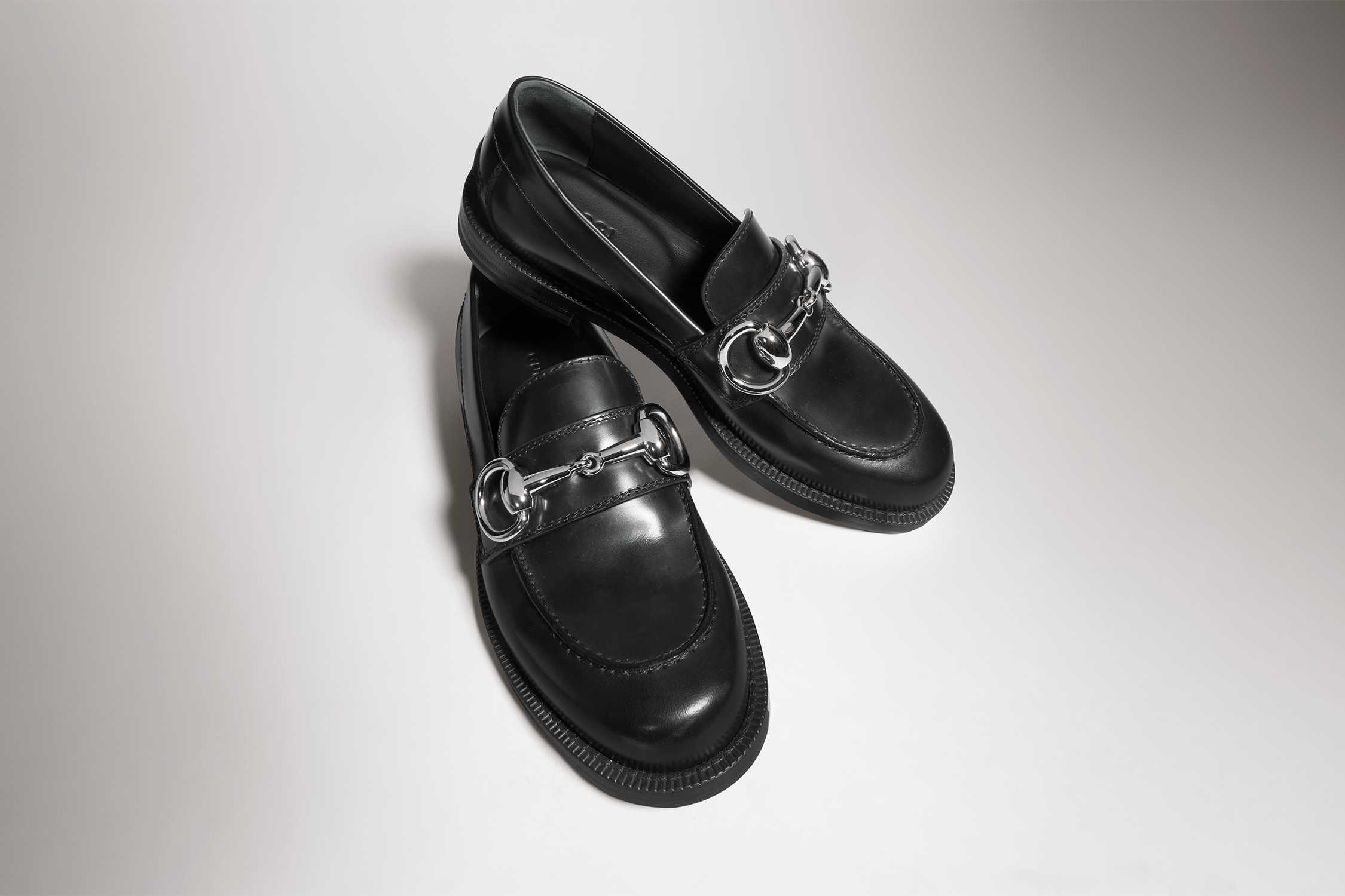 Black Gucci Horsebit leather loafers